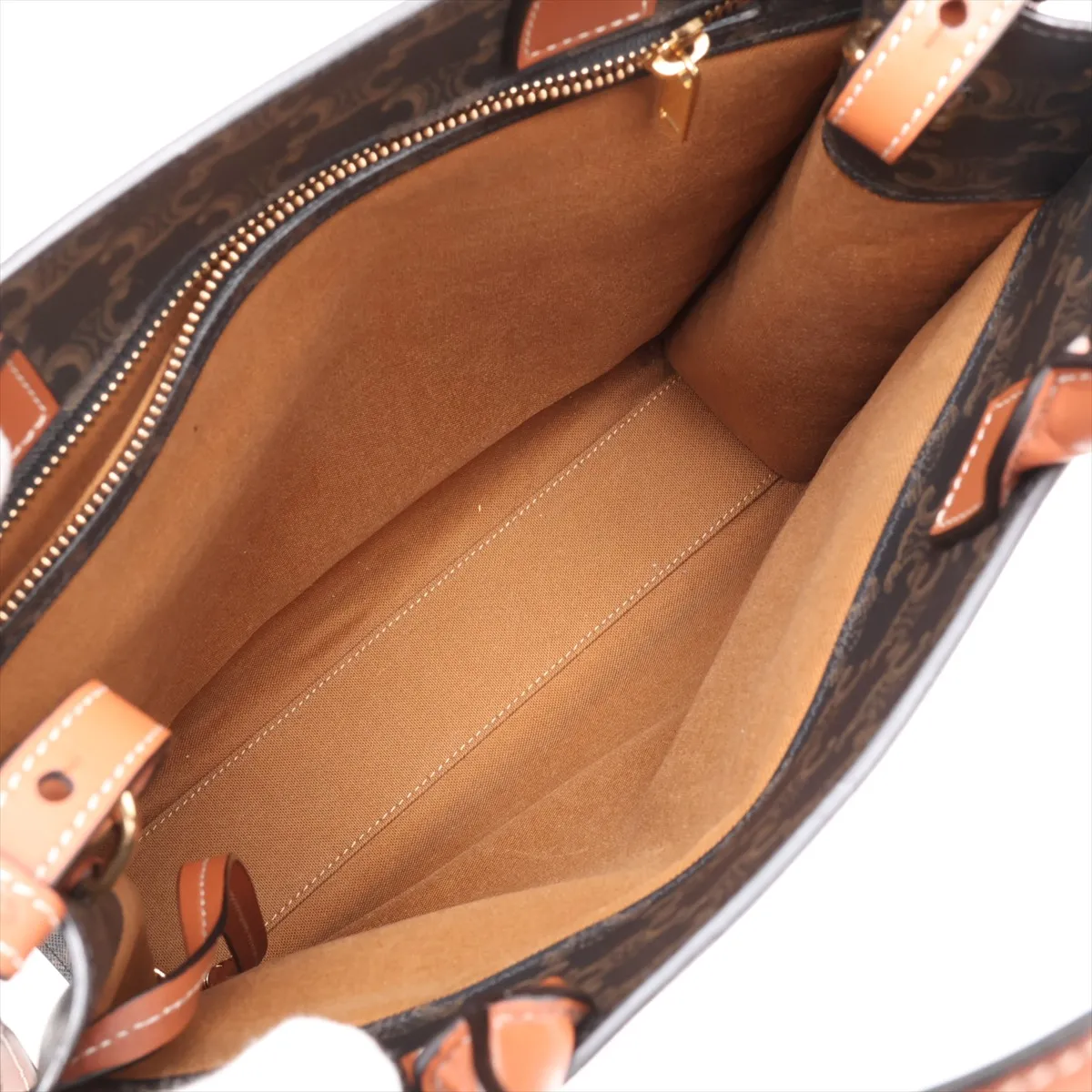 Triomphe Vertical Cabas PVC x Leather 2-Way Handbag Black x Brown — view 8
