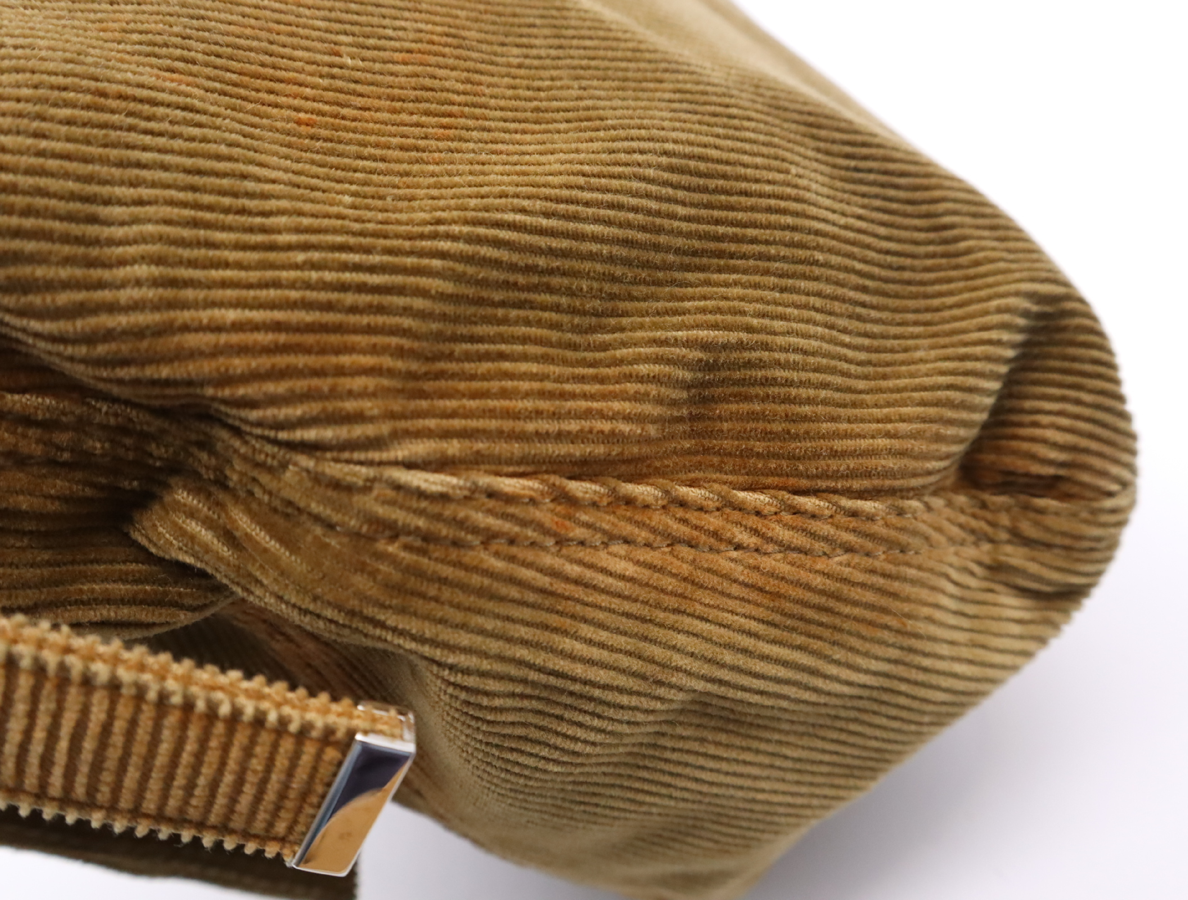 Corduroy Suede Semi-Shoulder Bag, Mamma Baguette, Brown, with Dust Bag. — view 12