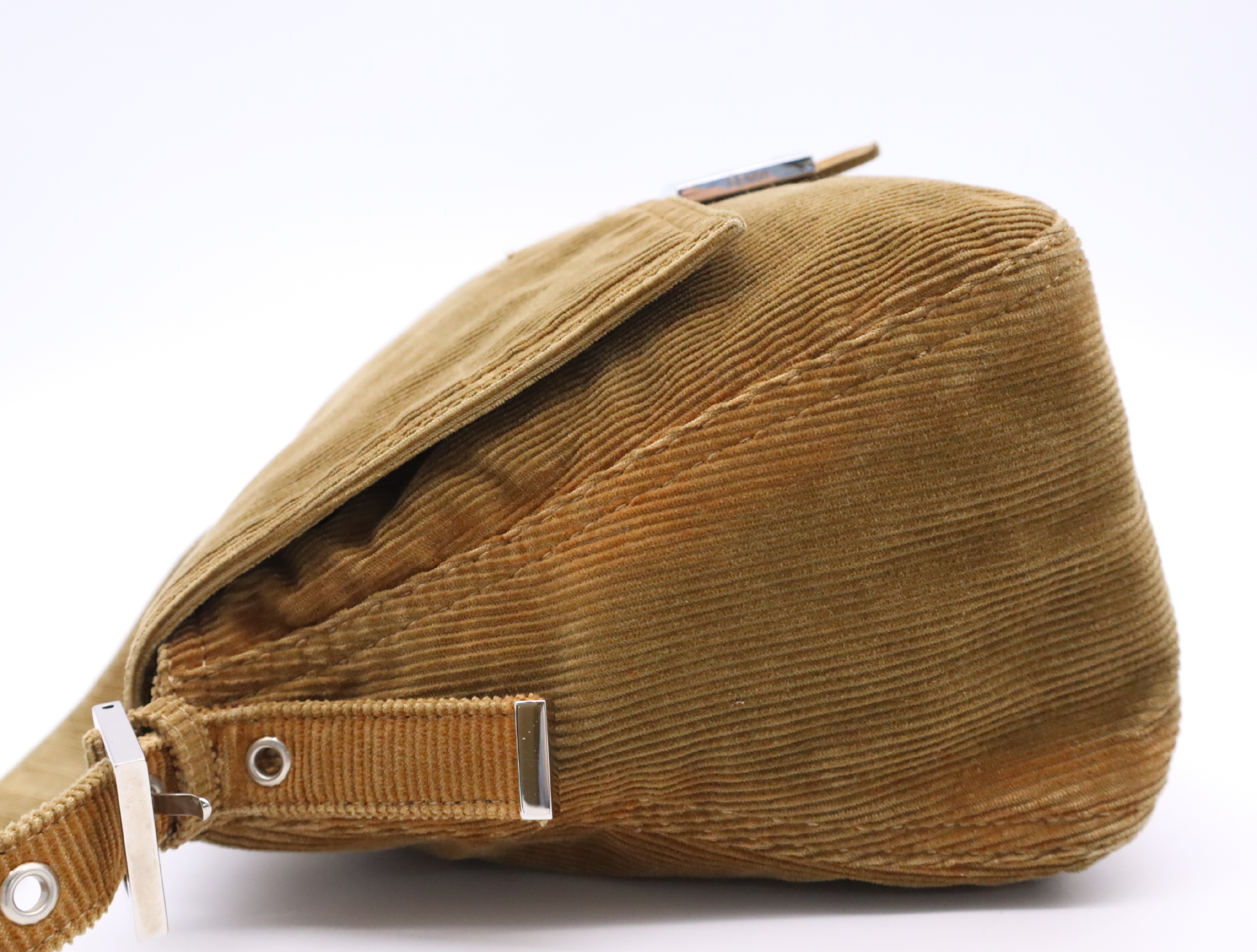 Corduroy Suede Semi-Shoulder Bag, Mamma Baguette, Brown, with Dust Bag. — view 3