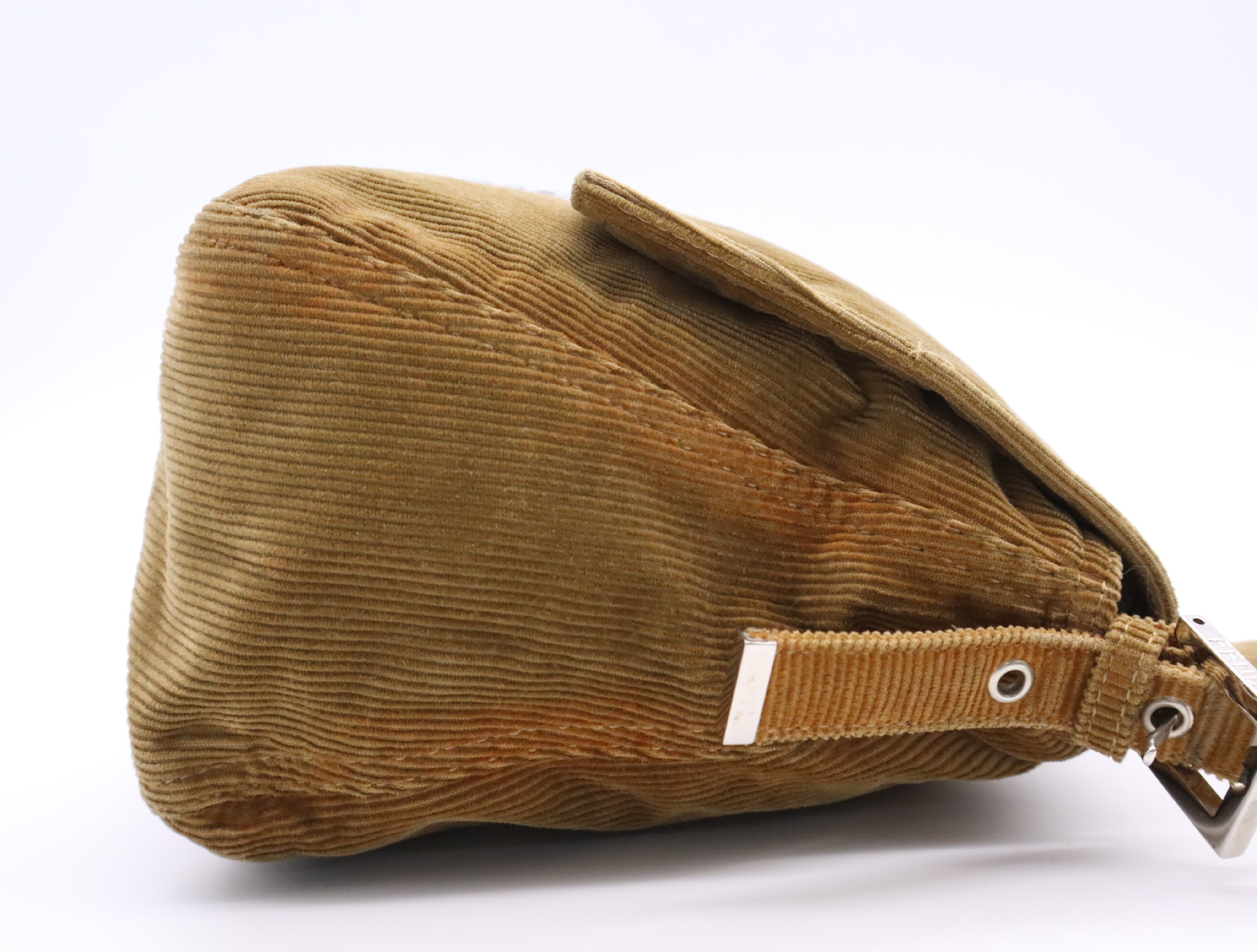 Corduroy Suede Semi-Shoulder Bag, Mamma Baguette, Brown, with Dust Bag. — view 5