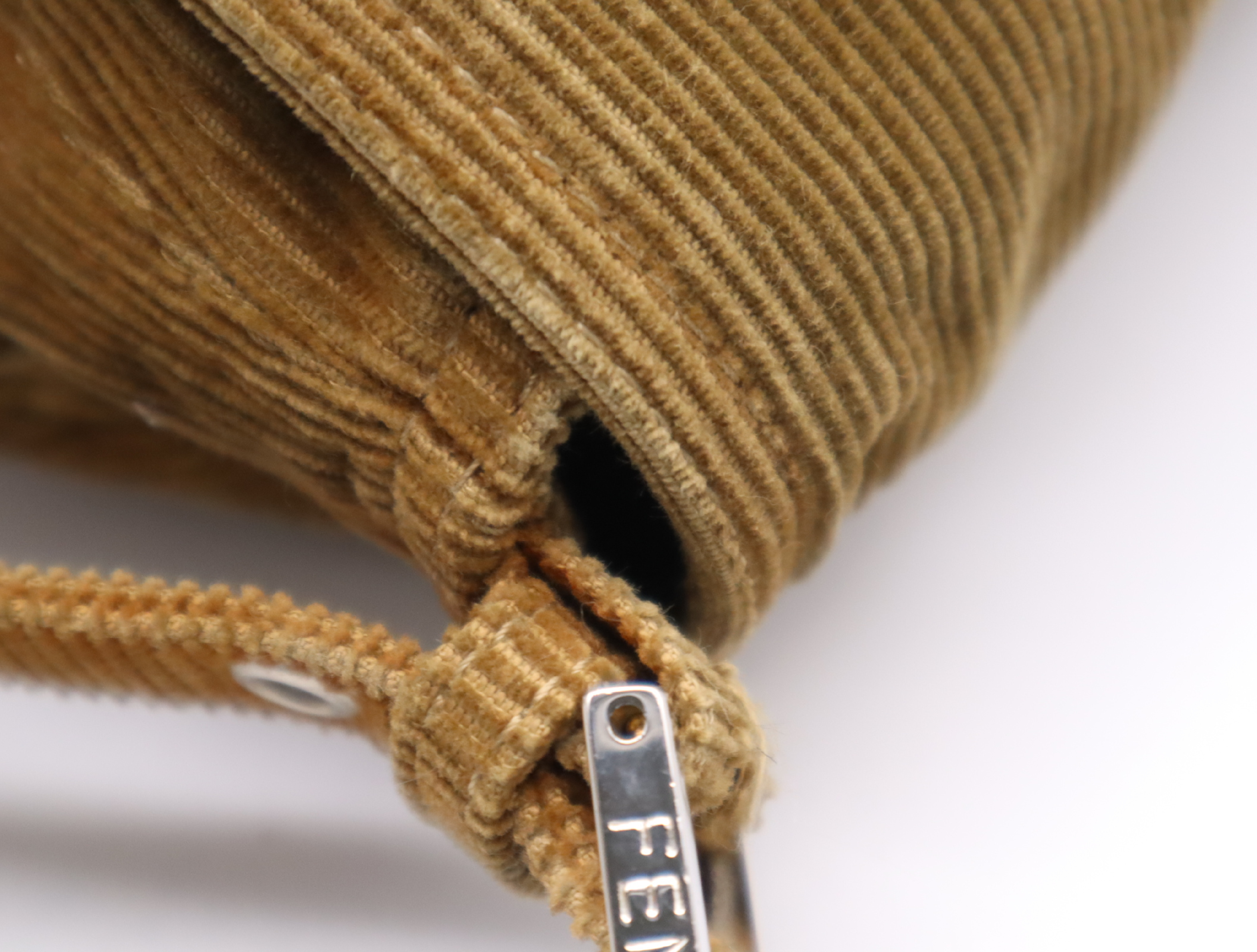 Corduroy Suede Semi-Shoulder Bag, Mamma Baguette, Brown, with Dust Bag. — view 8