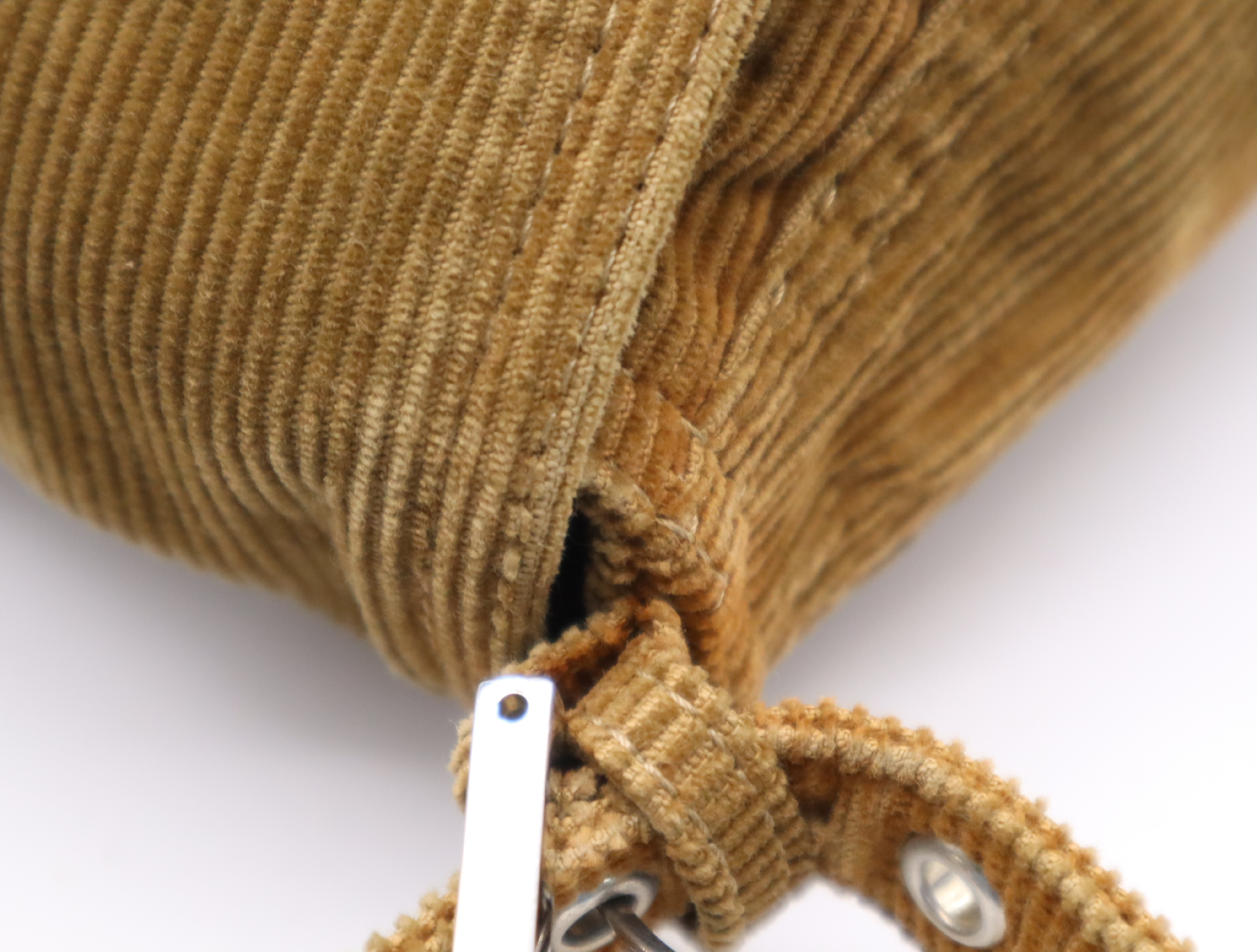 Corduroy Suede Semi-Shoulder Bag, Mamma Baguette, Brown, with Dust Bag. — view 9