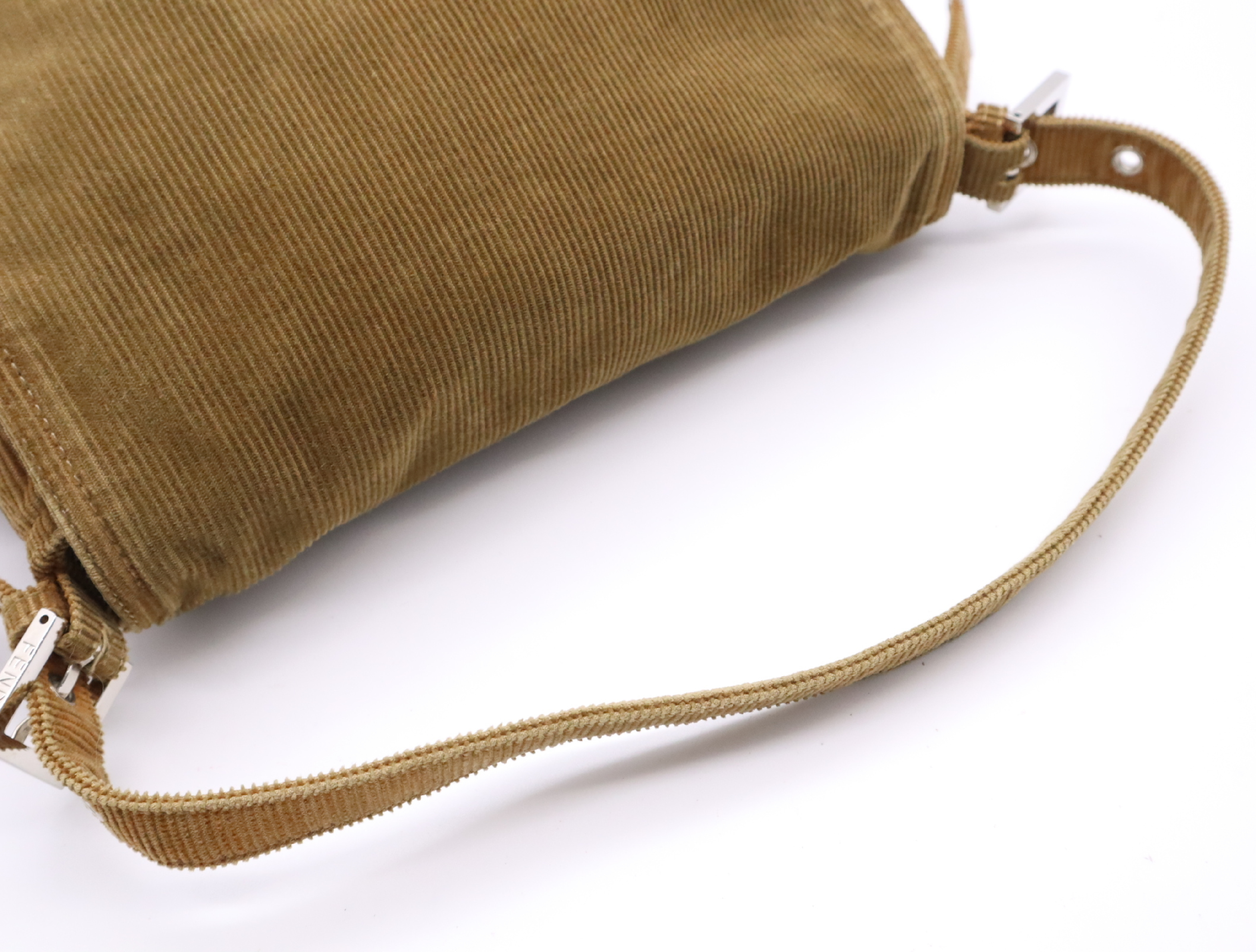 Corduroy Suede Semi-Shoulder Bag, Mamma Baguette, Brown, with Dust Bag. — view 10