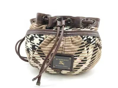 BLUE LABEL Velour Check Drawstring Shoulder Bag