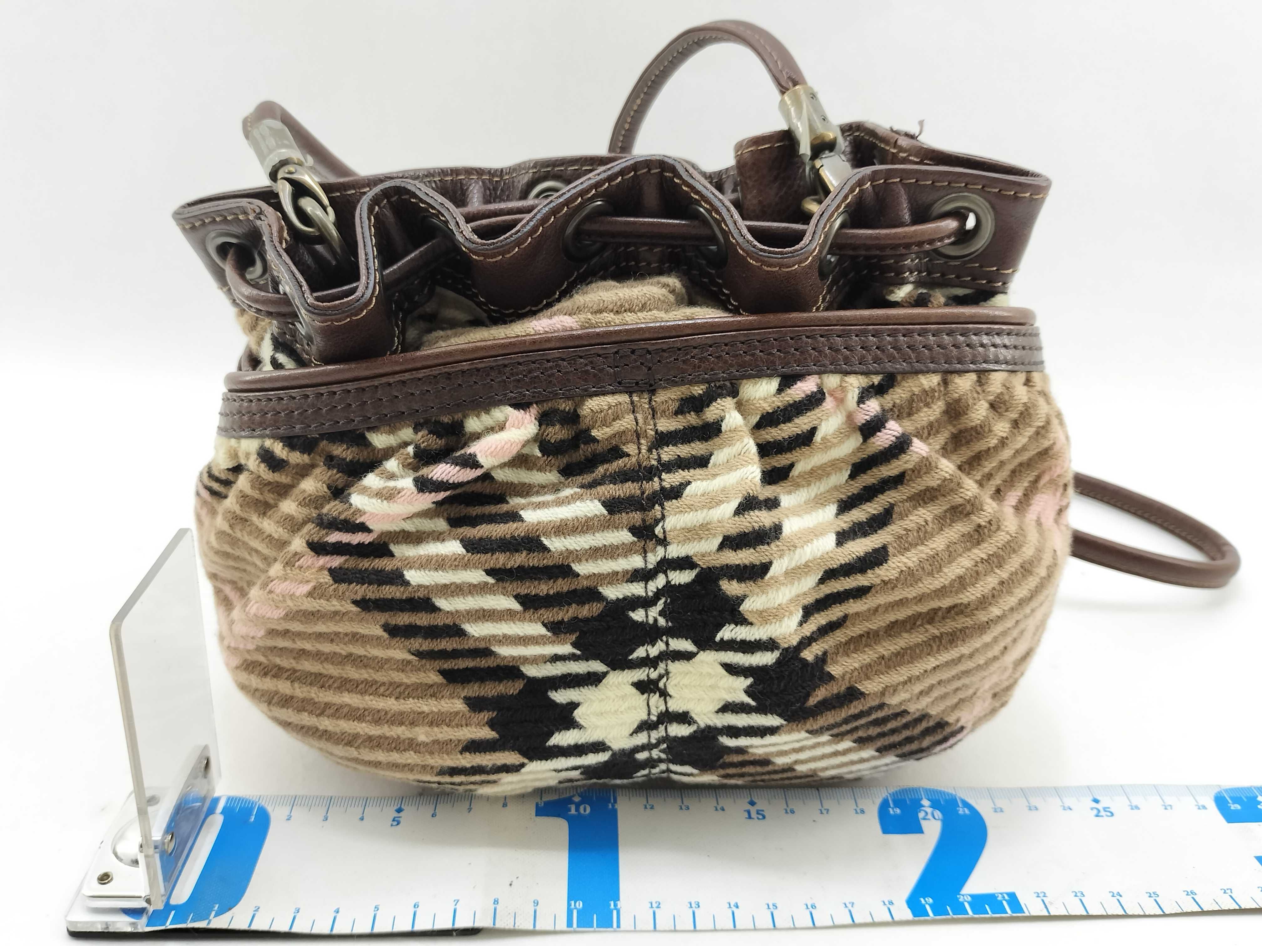 BLUE LABEL Velour Check Drawstring Shoulder Bag — view 2