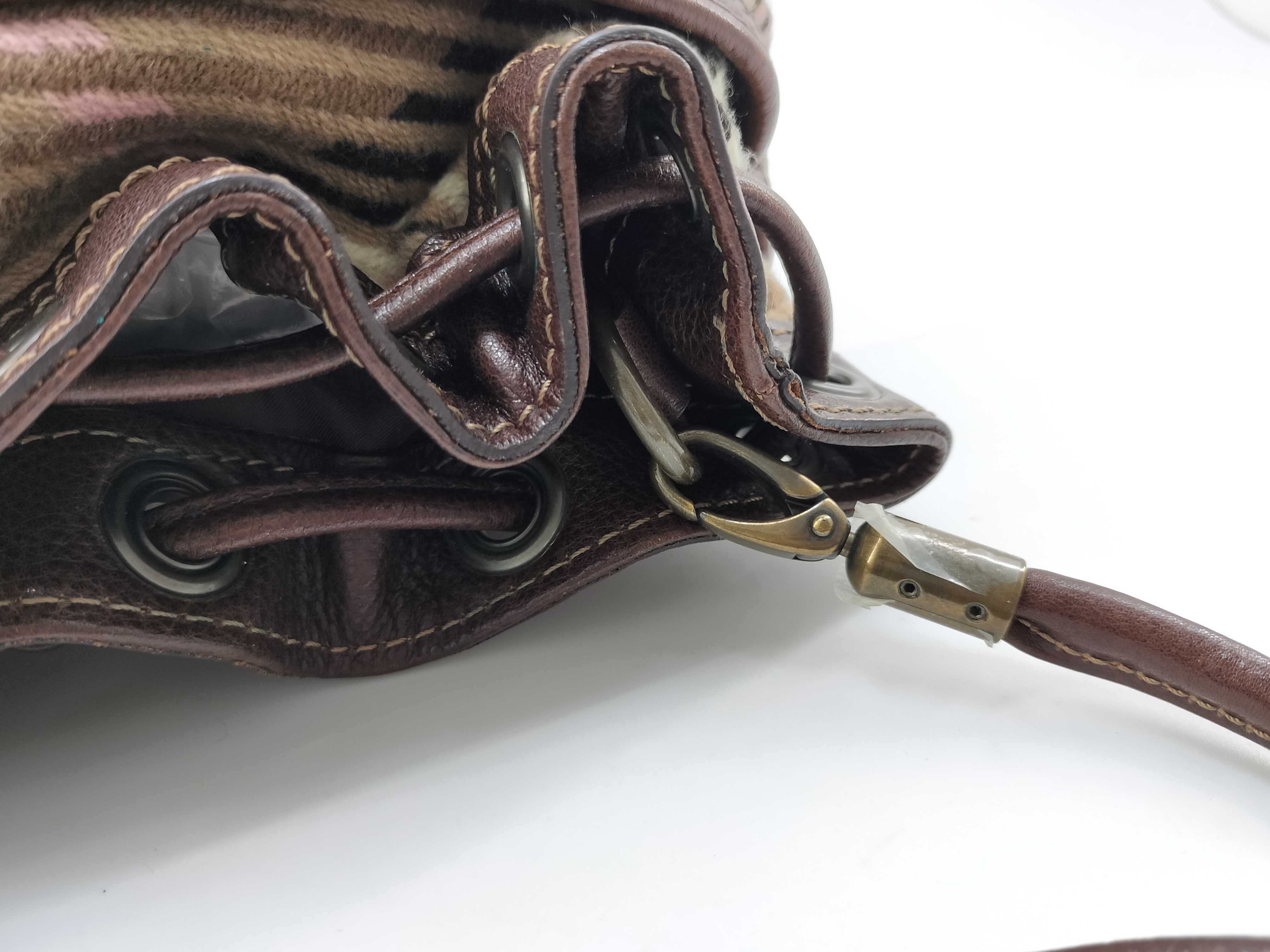 BLUE LABEL Velour Check Drawstring Shoulder Bag — view 8