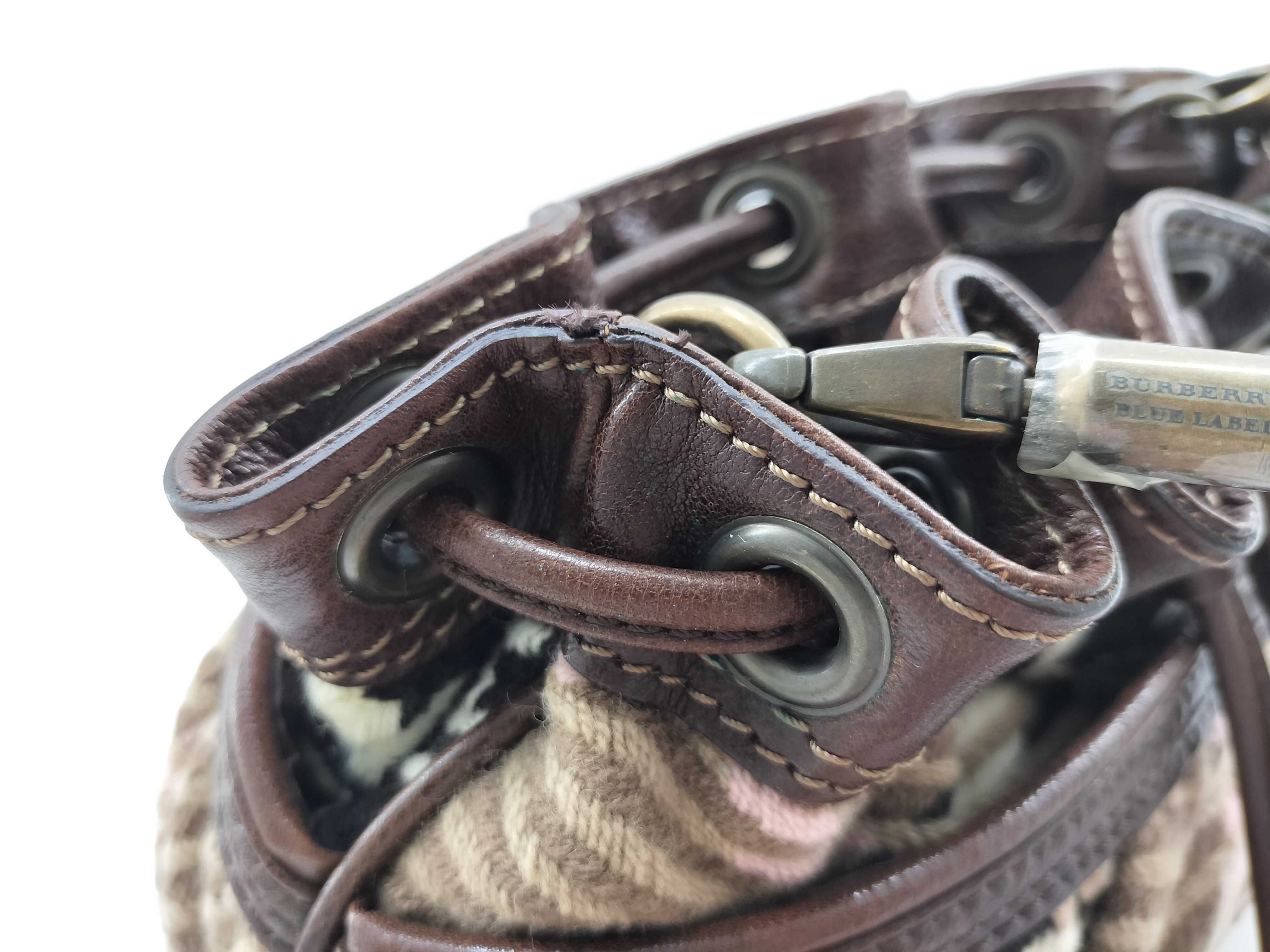 BLUE LABEL Velour Check Drawstring Shoulder Bag — view 9