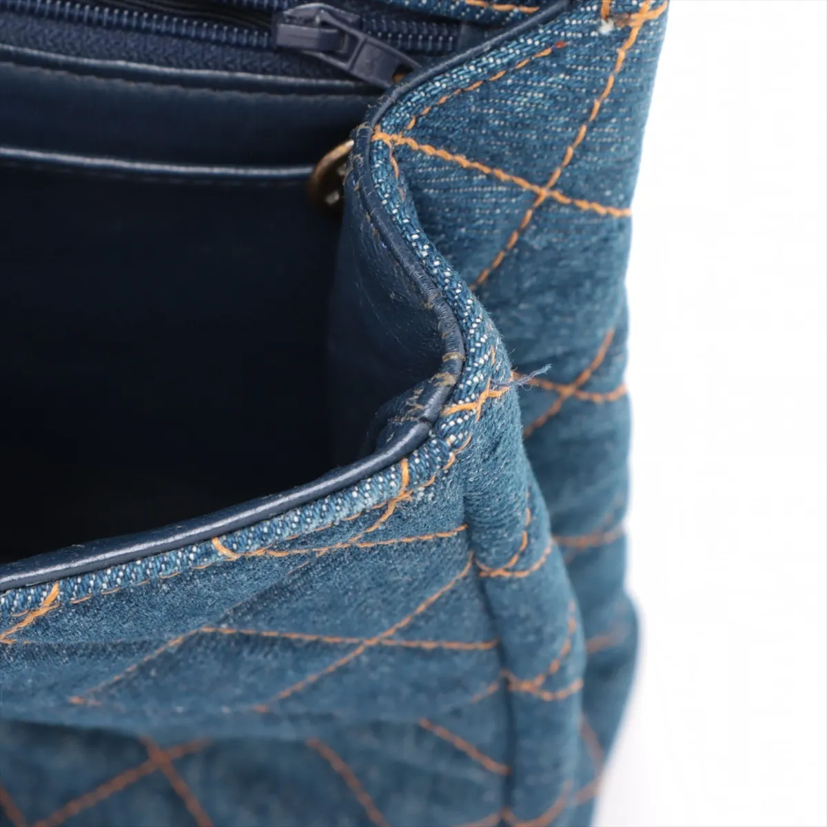 [Individually wrapped] Chanel Matelasse denim chain shoulder bag tortoiseshell blue gold hardware — view 12