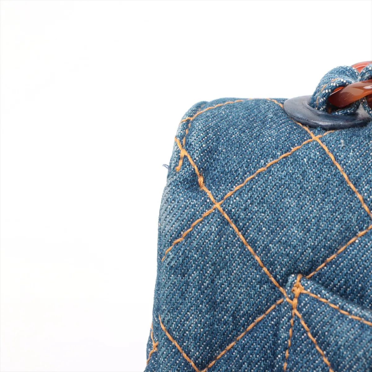 [Individually wrapped] Chanel Matelasse denim chain shoulder bag tortoiseshell blue gold hardware — view 15