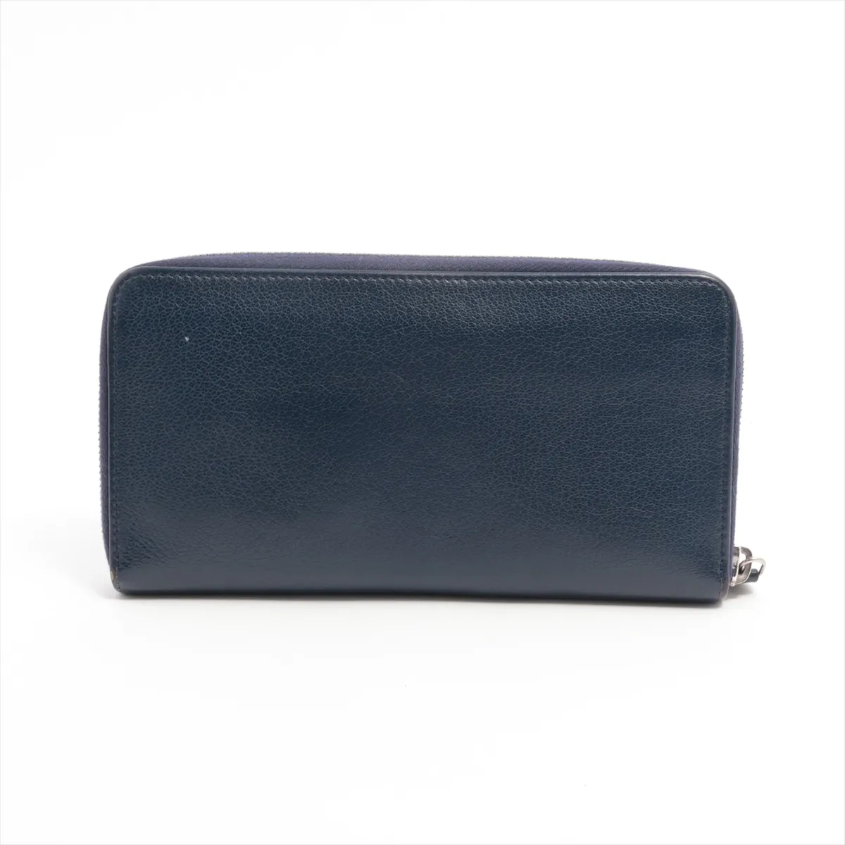 Cocomark Leather Round Zip Wallet Navy Silver Hardware 29011603 — view 2