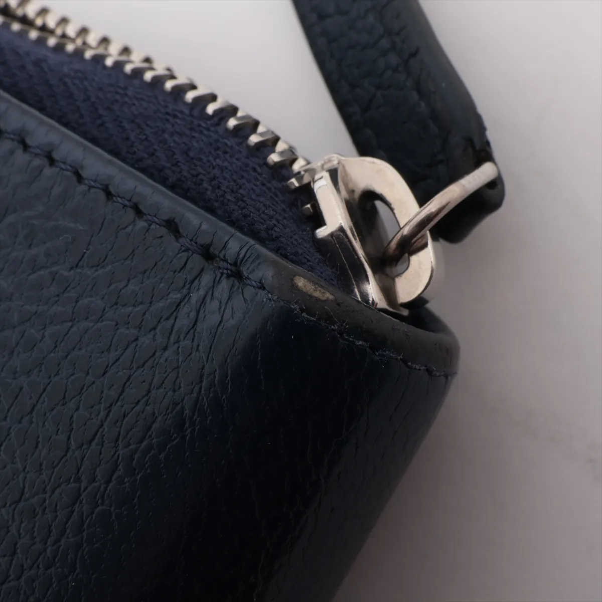 Cocomark Leather Round Zip Wallet Navy Silver Hardware 29011603 — view 8