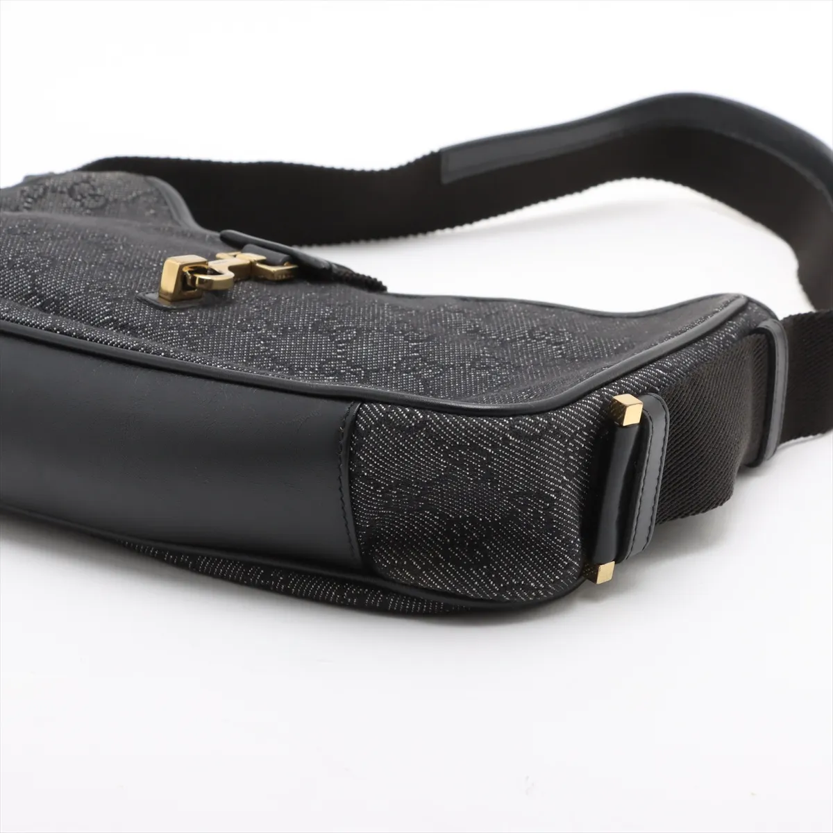 GG Canvas x Leather Shoulder Bag Black 92736 — view 3
