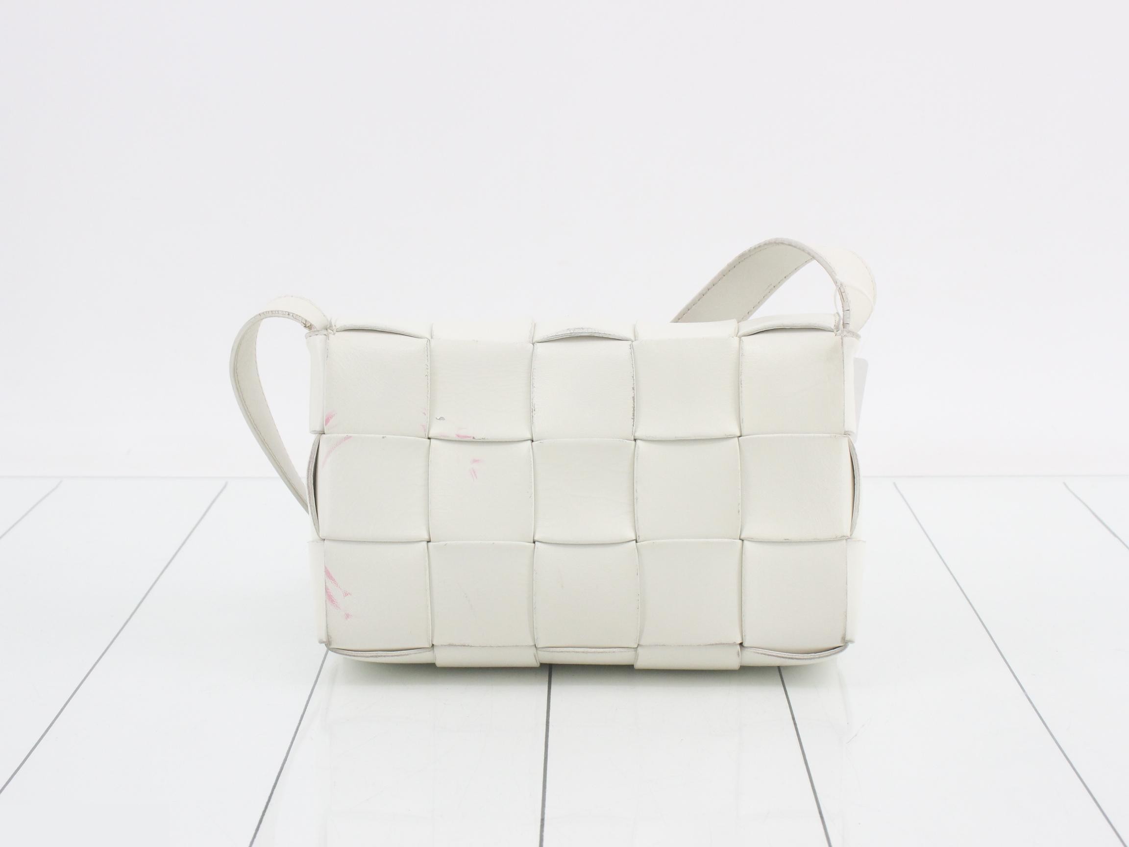Cassette Leather Shoulder Bag, White — view 2