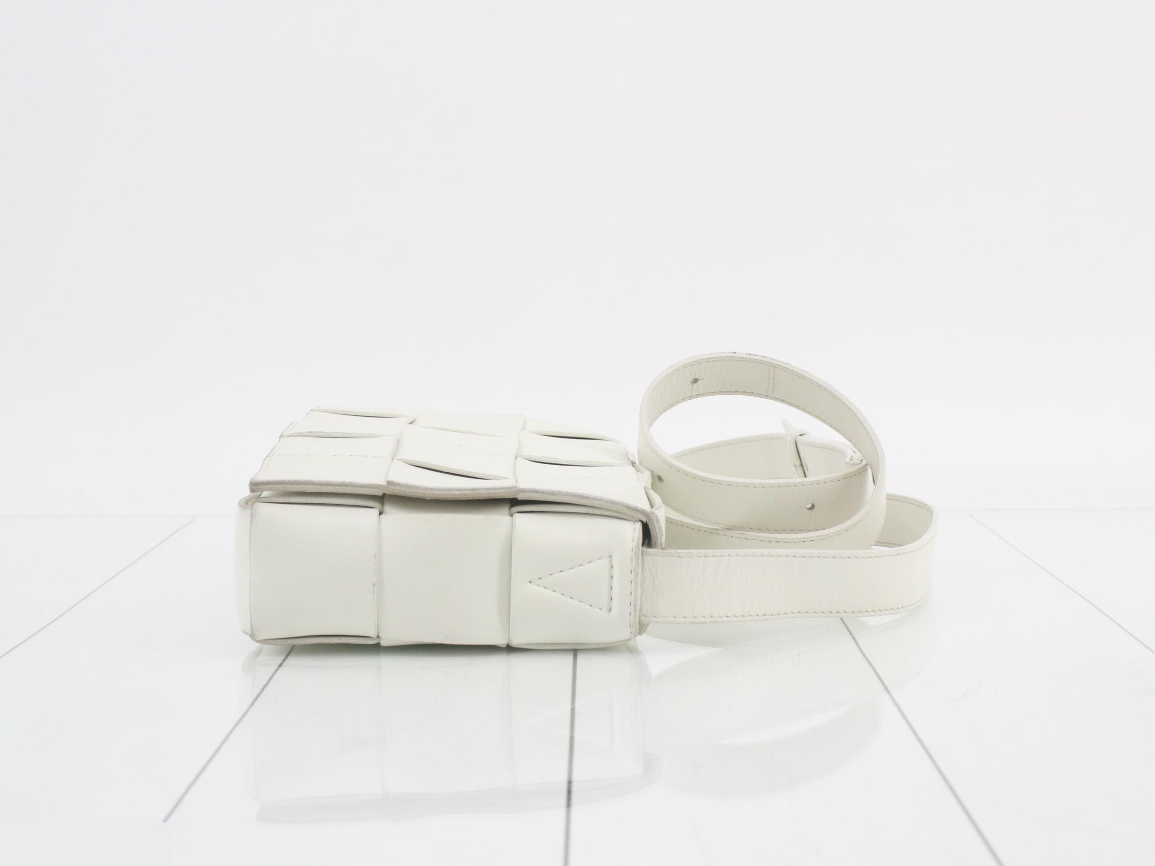 Cassette Leather Shoulder Bag, White — view 3