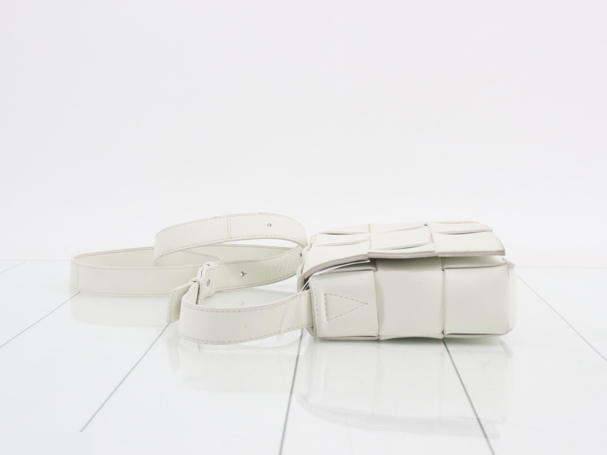 Cassette Leather Shoulder Bag, White — view 4