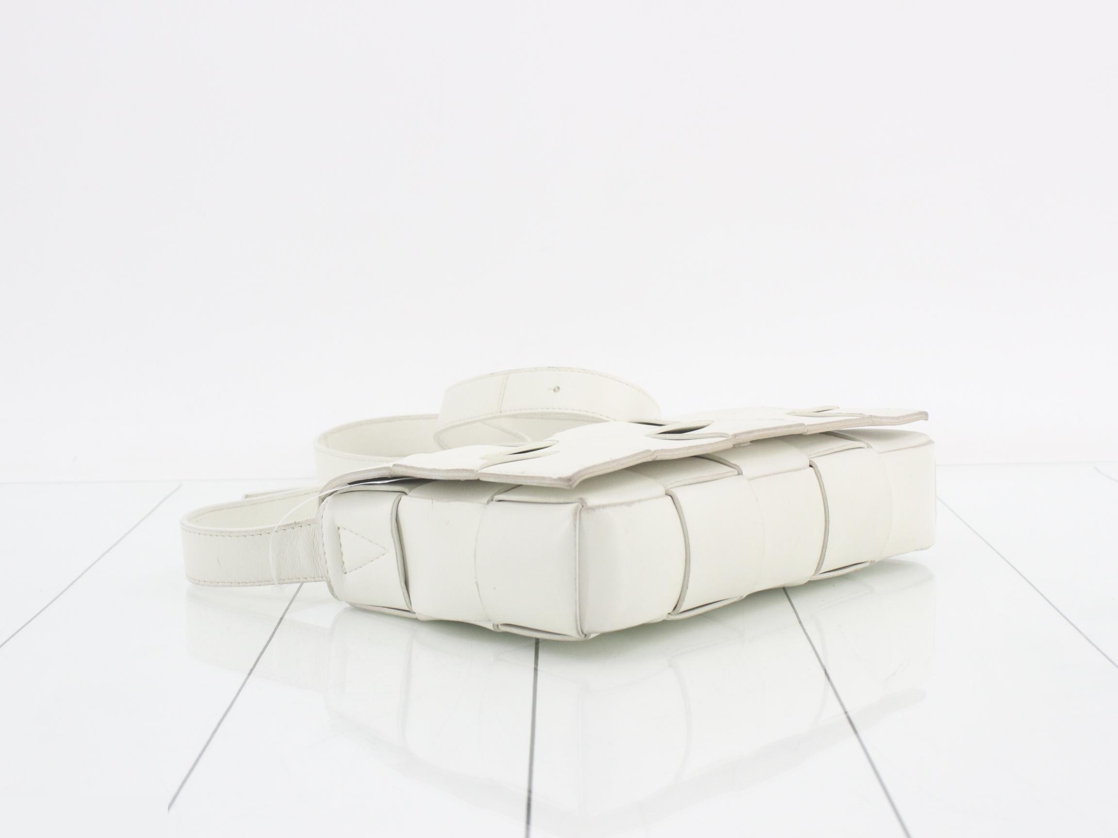 Cassette Leather Shoulder Bag, White — view 5