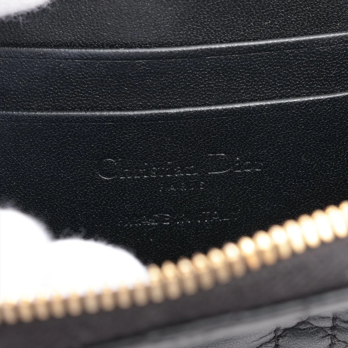 Lady Dior Cannage Leather Phone Holder Black with attached shoulder chain — view 4