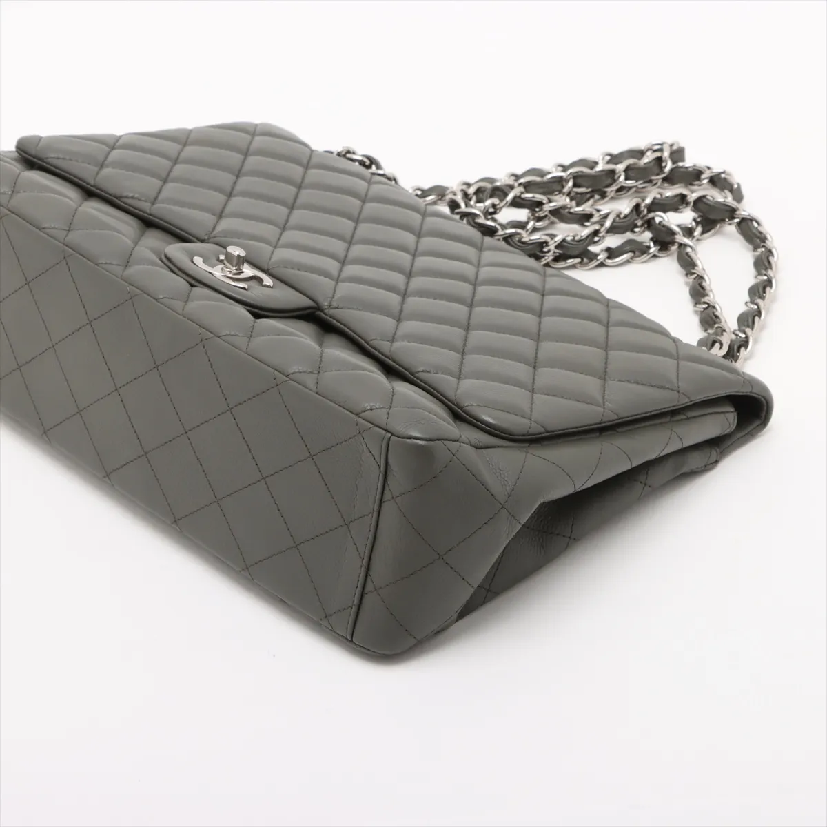 Deca Matelasse 34 Maxi Lambskin Single Flap Single Chain Bag Green Silver Hardware 14021113 14th Series — view 3