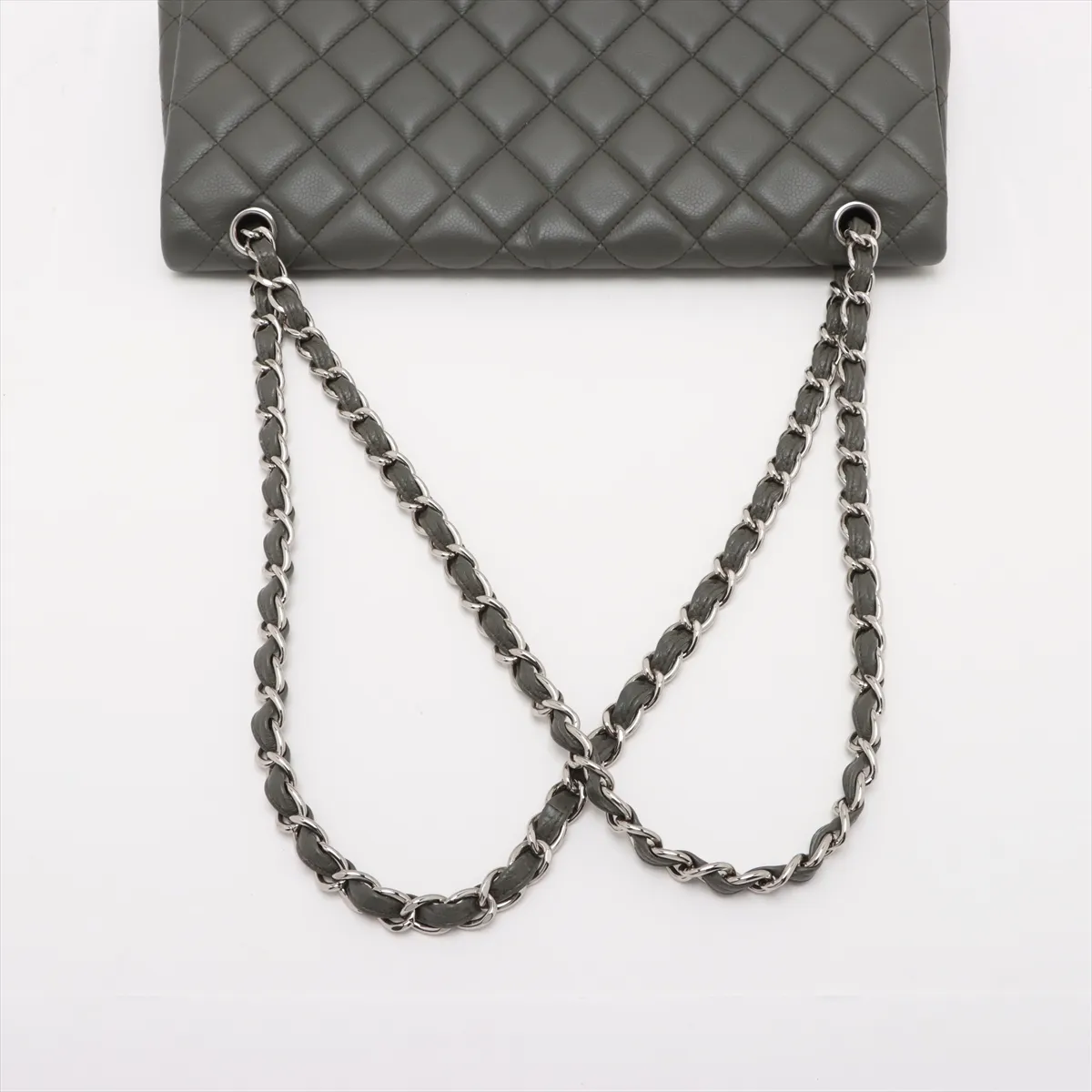 Deca Matelasse 34 Maxi Lambskin Single Flap Single Chain Bag Green Silver Hardware 14021113 14th Series — view 5