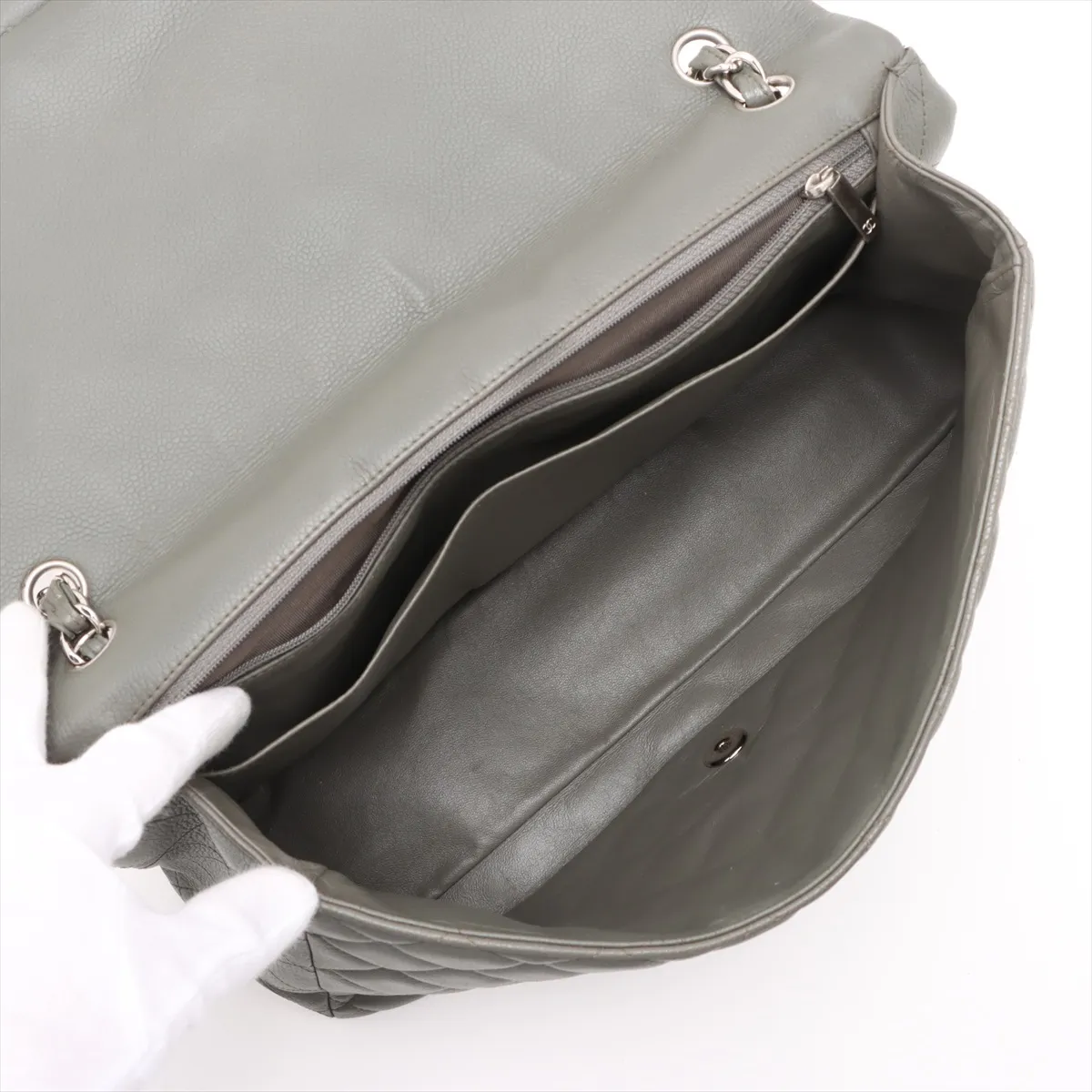 Deca Matelasse 34 Maxi Lambskin Single Flap Single Chain Bag Green Silver Hardware 14021113 14th Series — view 7