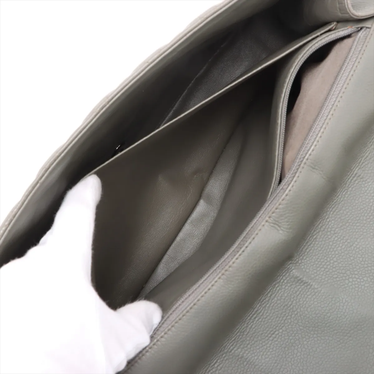 Deca Matelasse 34 Maxi Lambskin Single Flap Single Chain Bag Green Silver Hardware 14021113 14th Series — view 10