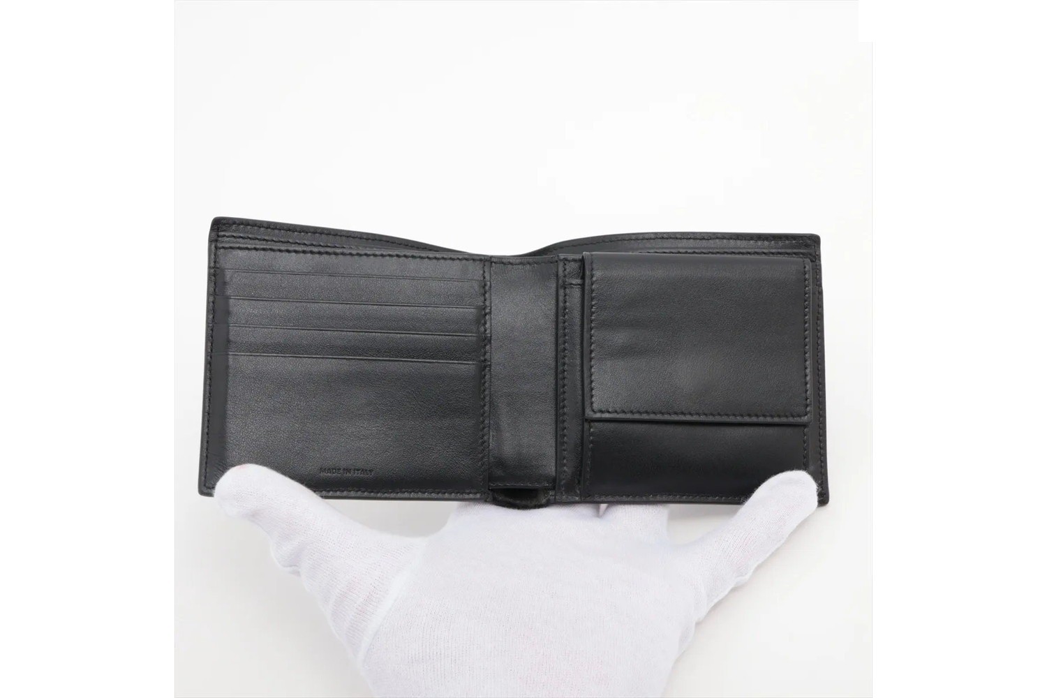 Leather bi-fold wallet, genuine leather, black — view 3