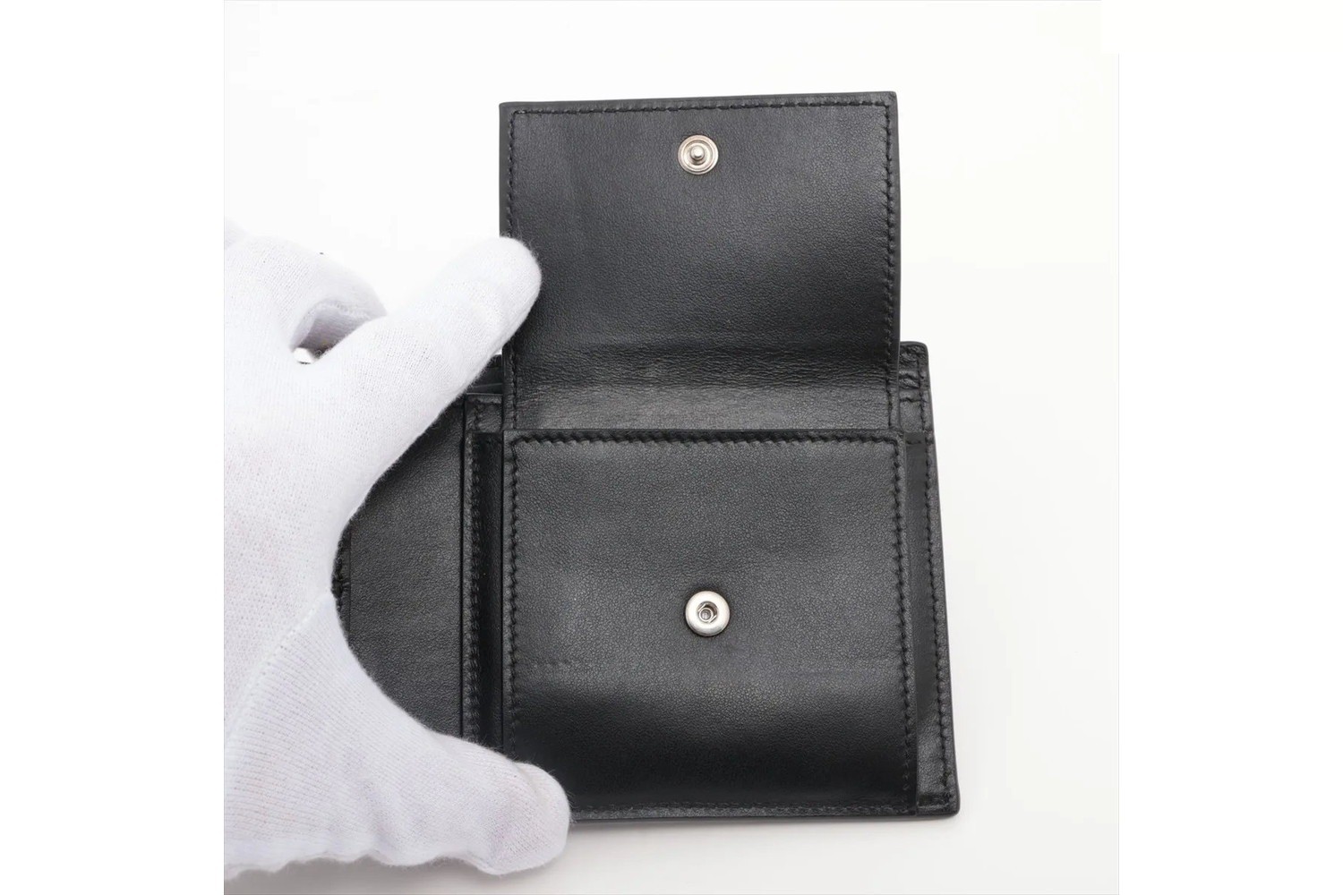 Leather bi-fold wallet, genuine leather, black — view 4