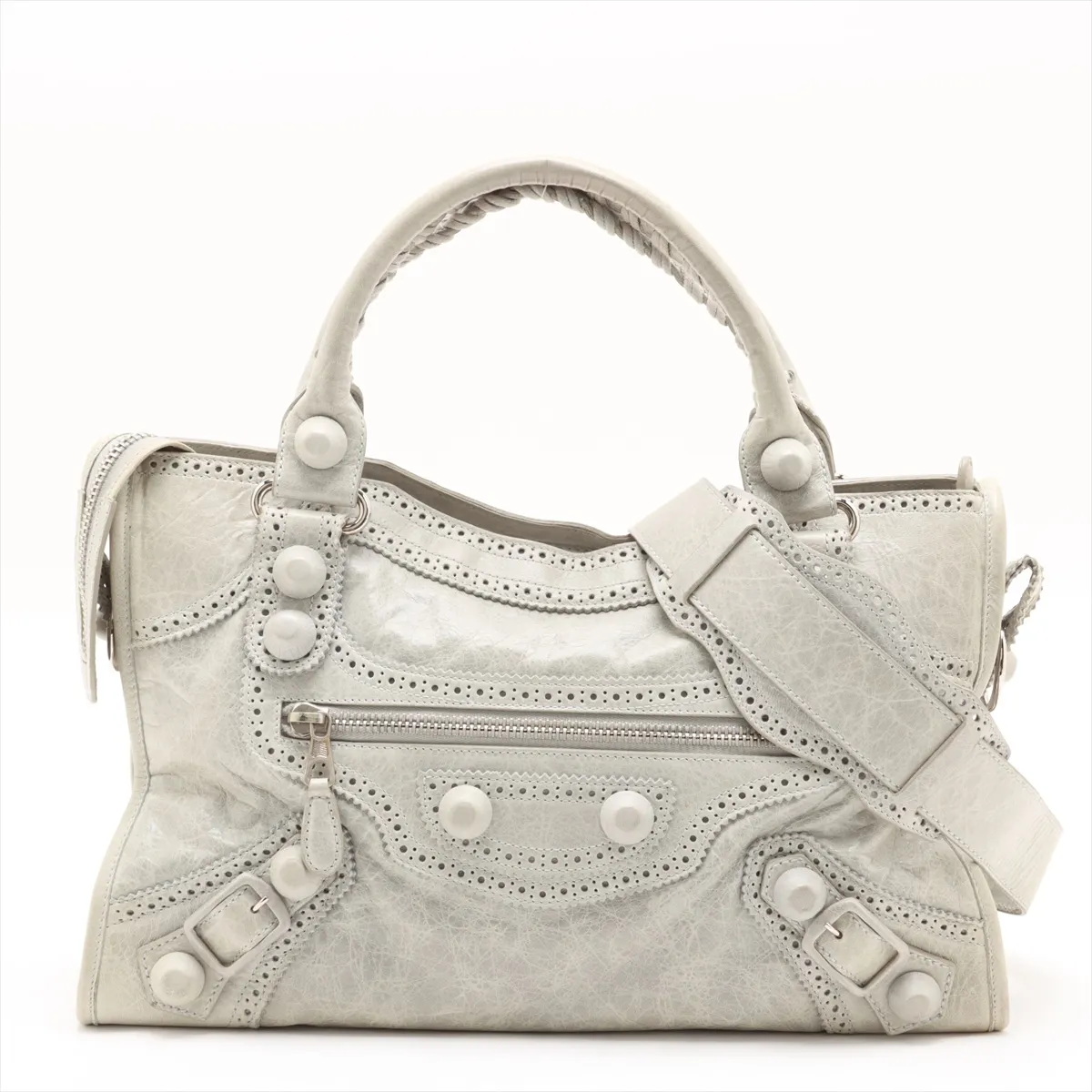 The Giant City Leather 2WAY Handbag Gray 204529