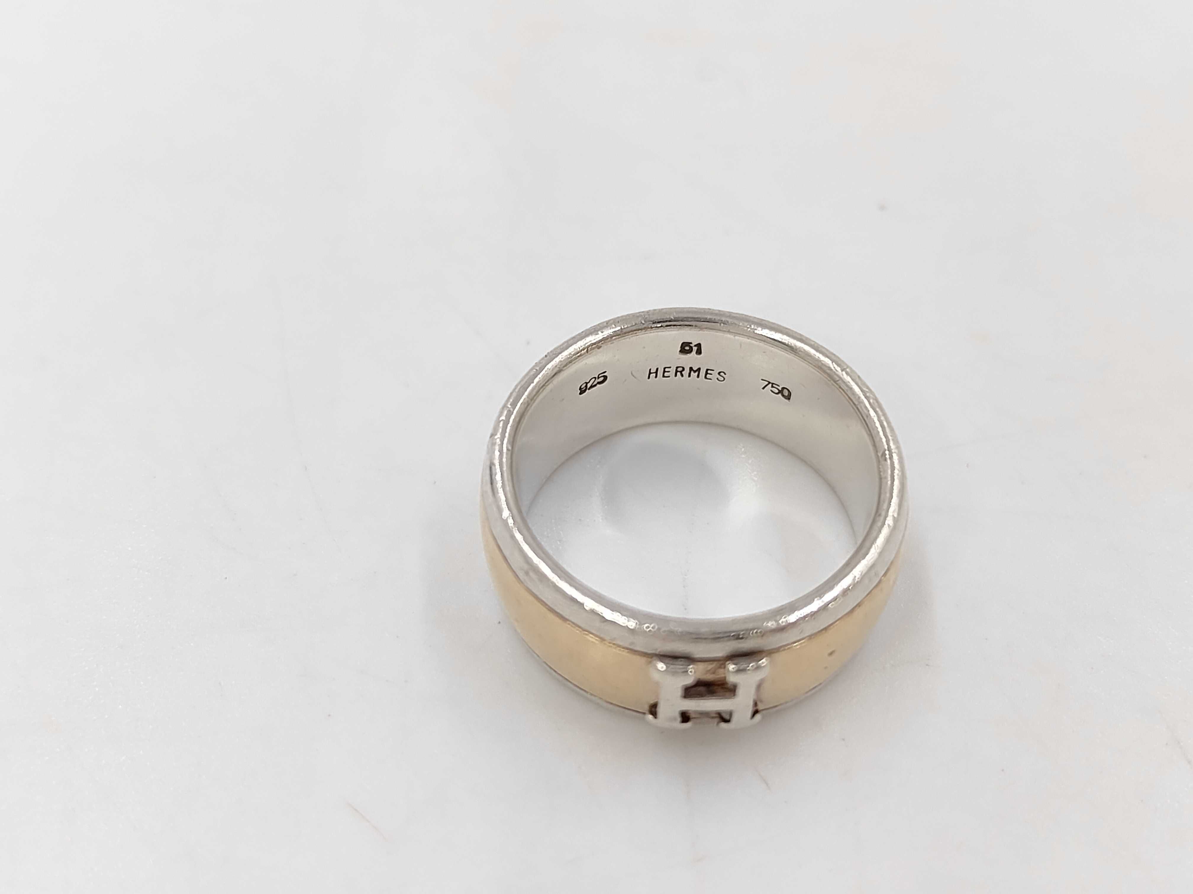 H logo 925/750 combination ring, size 52, 8.8g. — view 6