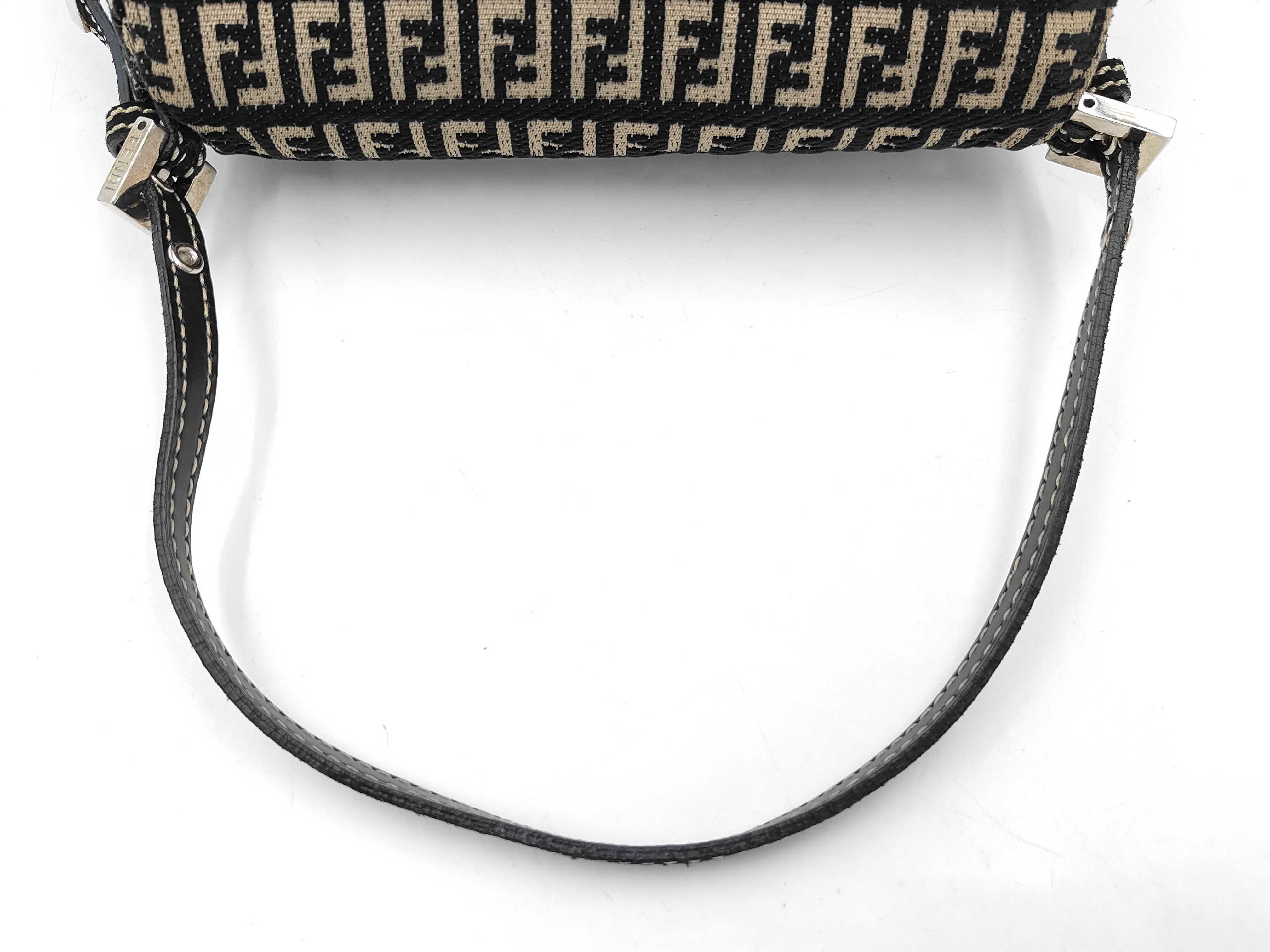 Zucchino Pattern Mini Mamma Bucket Fendi 8BR180 Jacquard Canvas Leather Shoulder Bag — view 5