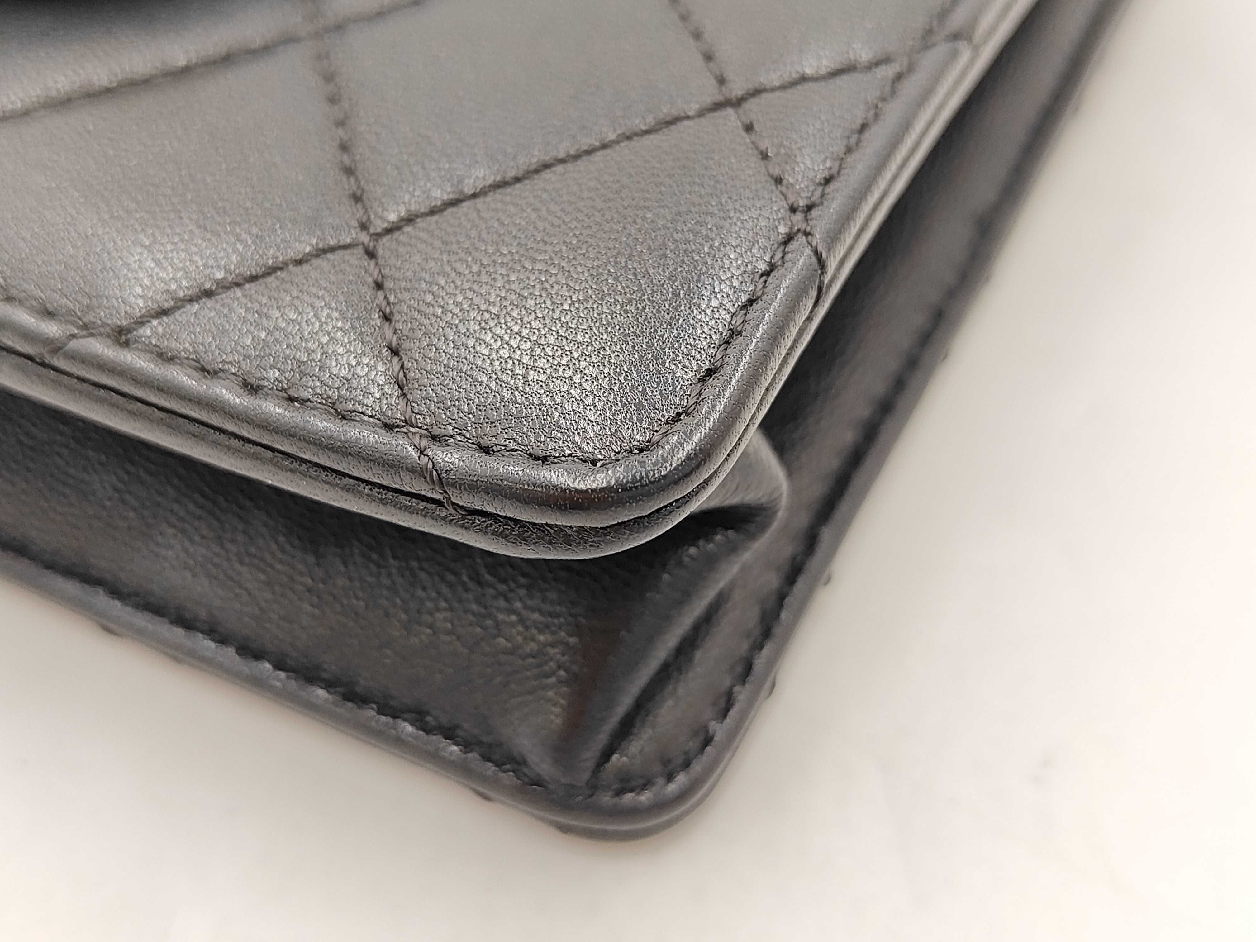 CF Black Matelassé Metal Chain Shoulder Bag — view 7