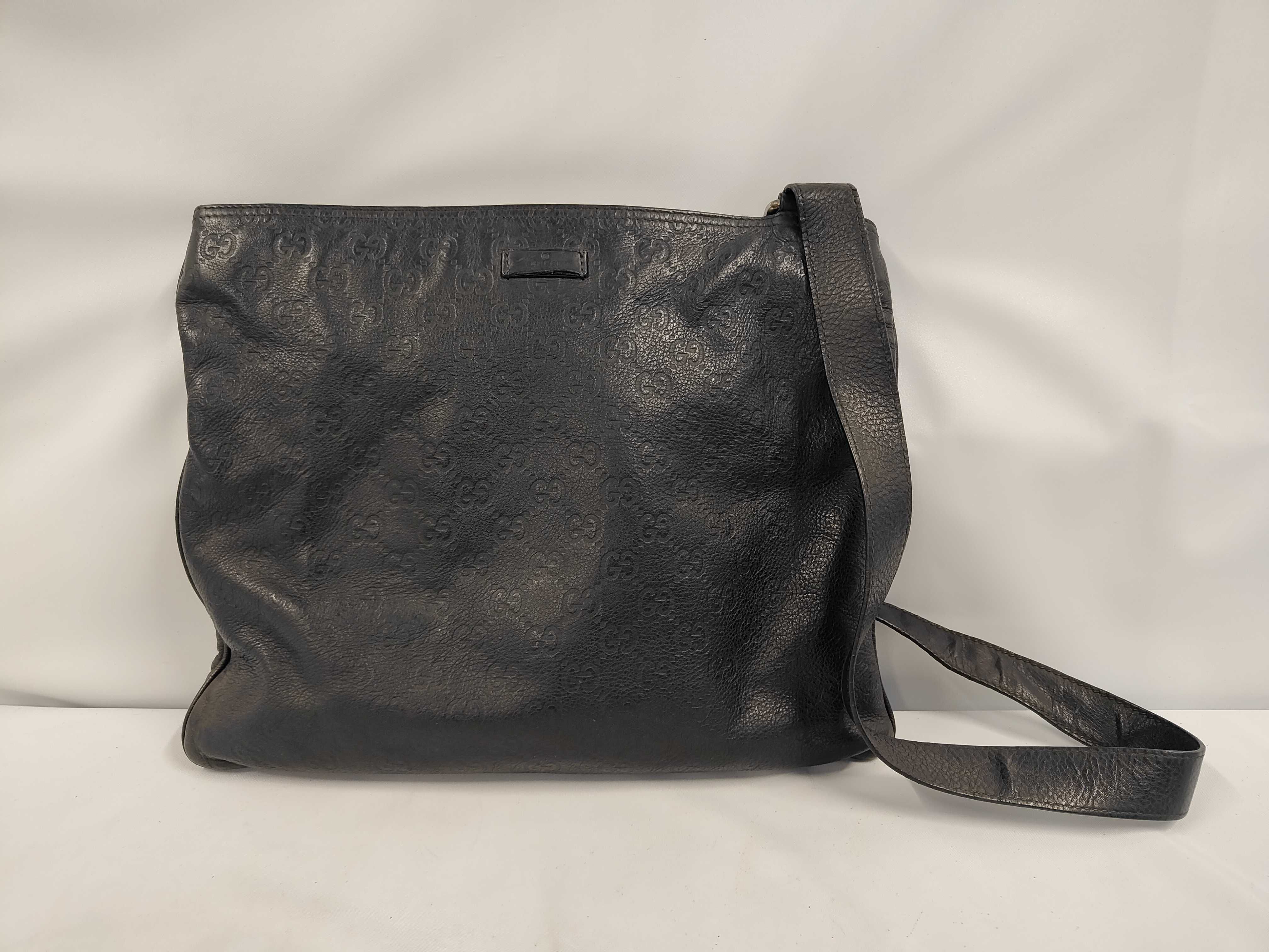 GG Shima Leather Shoulder Bag, Black