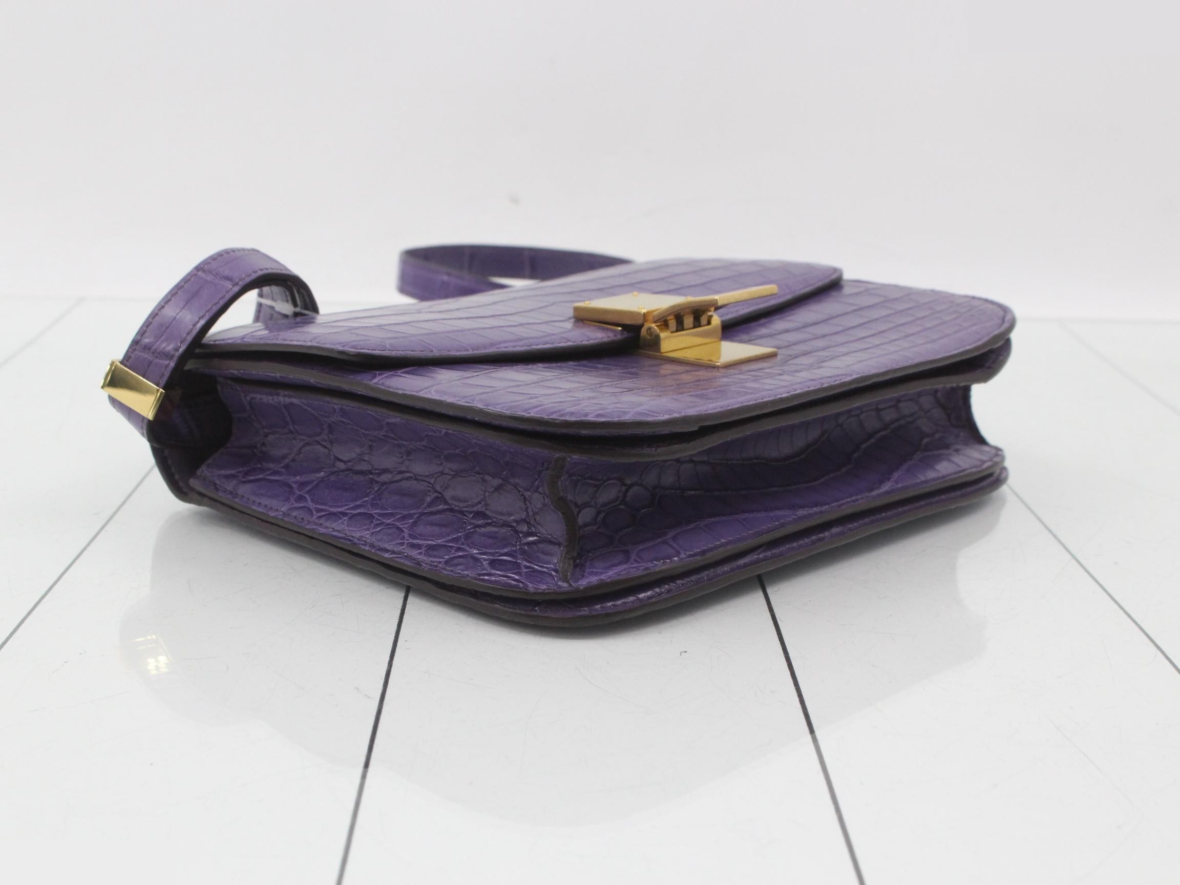 Classic Box Shoulder Bag, Purple — view 5