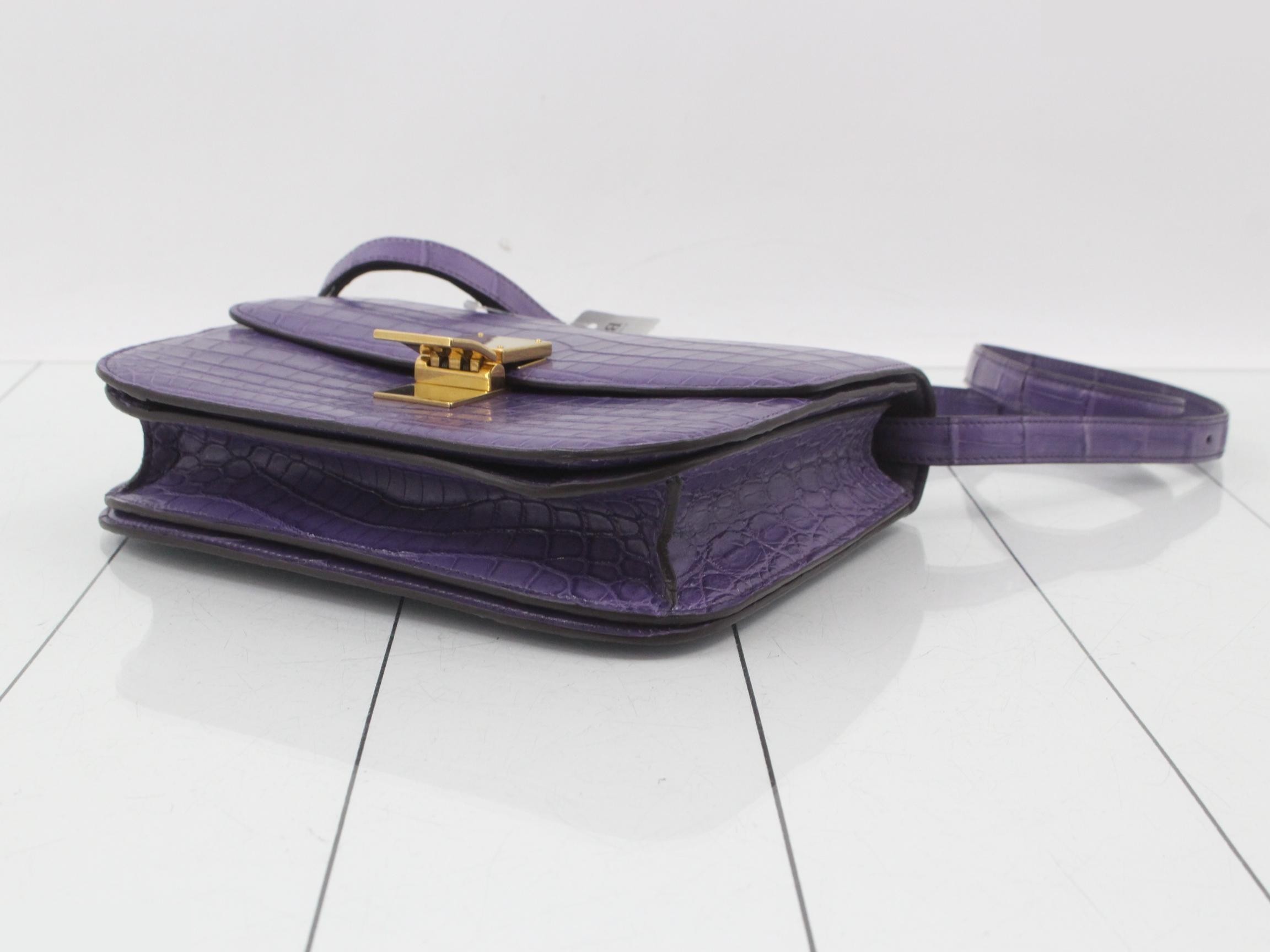Classic Box Shoulder Bag, Purple — view 6