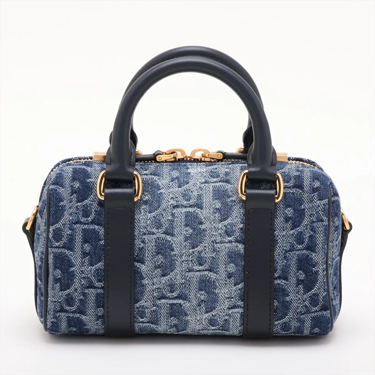 Oblique Denim x Leather 2-Way Handbag, Blue — view 2