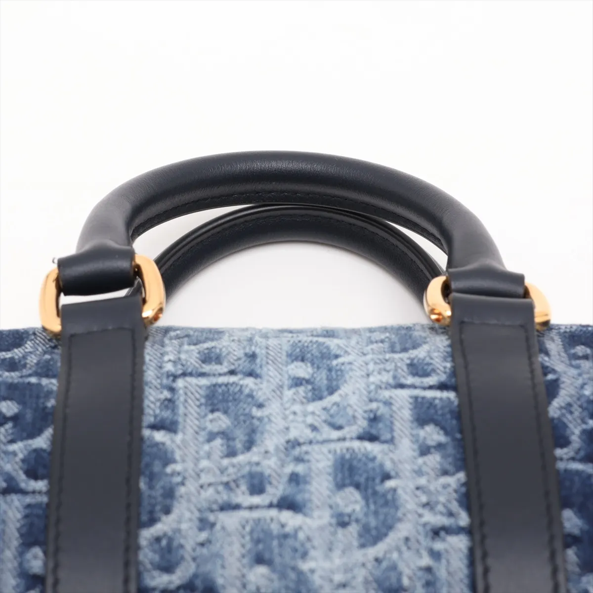 Oblique Denim x Leather 2-Way Handbag, Blue — view 6