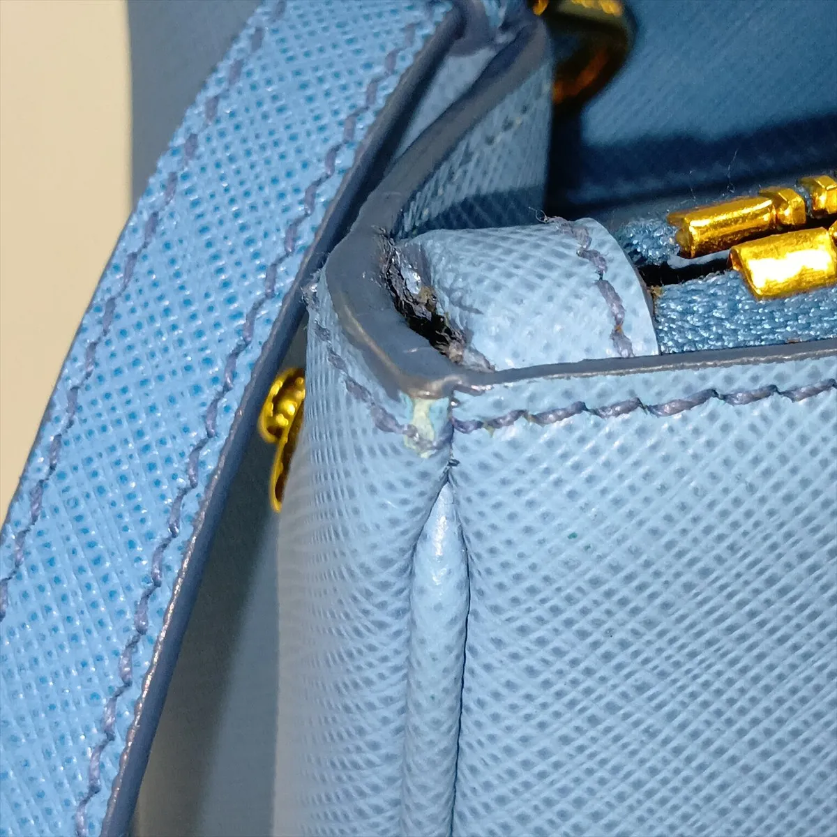 Saffiano Leather 2-Way Handbag, Blue — view 15