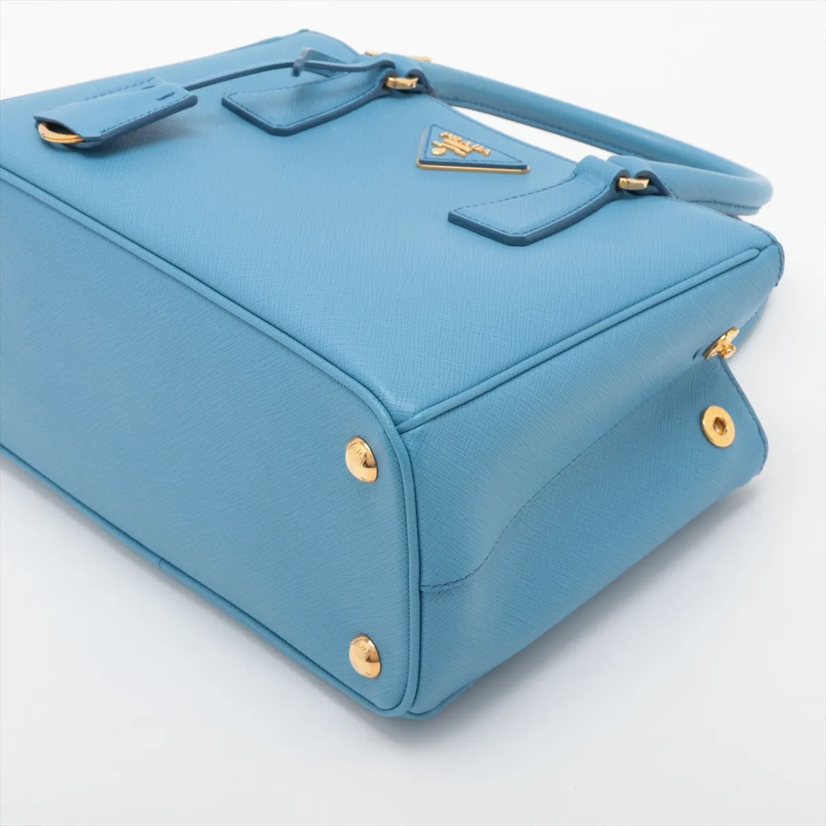 Saffiano Leather 2-Way Handbag, Blue — view 3