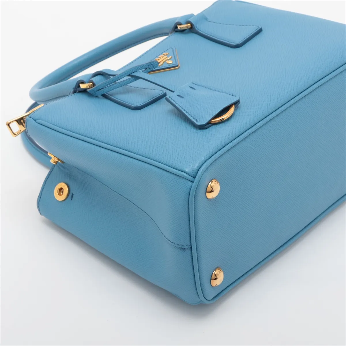 Saffiano Leather 2-Way Handbag, Blue — view 4