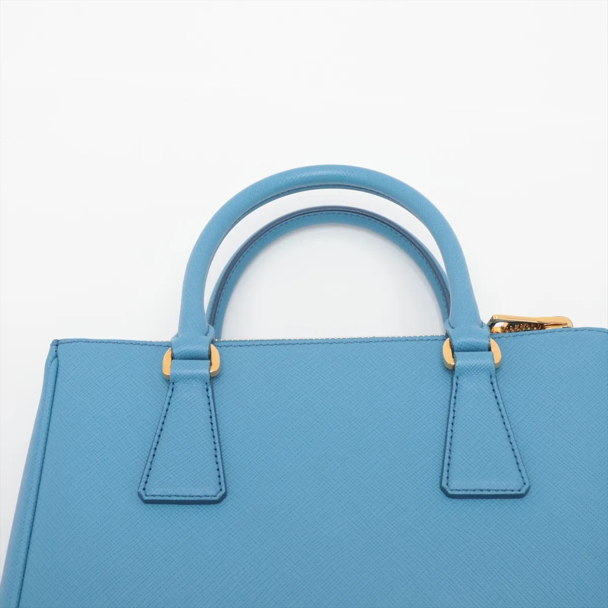 Saffiano Leather 2-Way Handbag, Blue — view 6