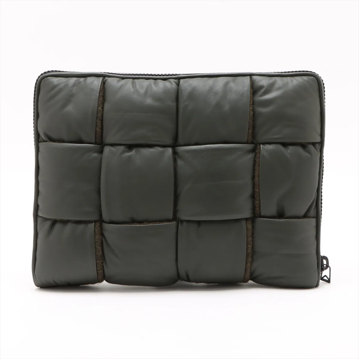 Maxi Intrecciato Leather Khaki Document Case — view 2