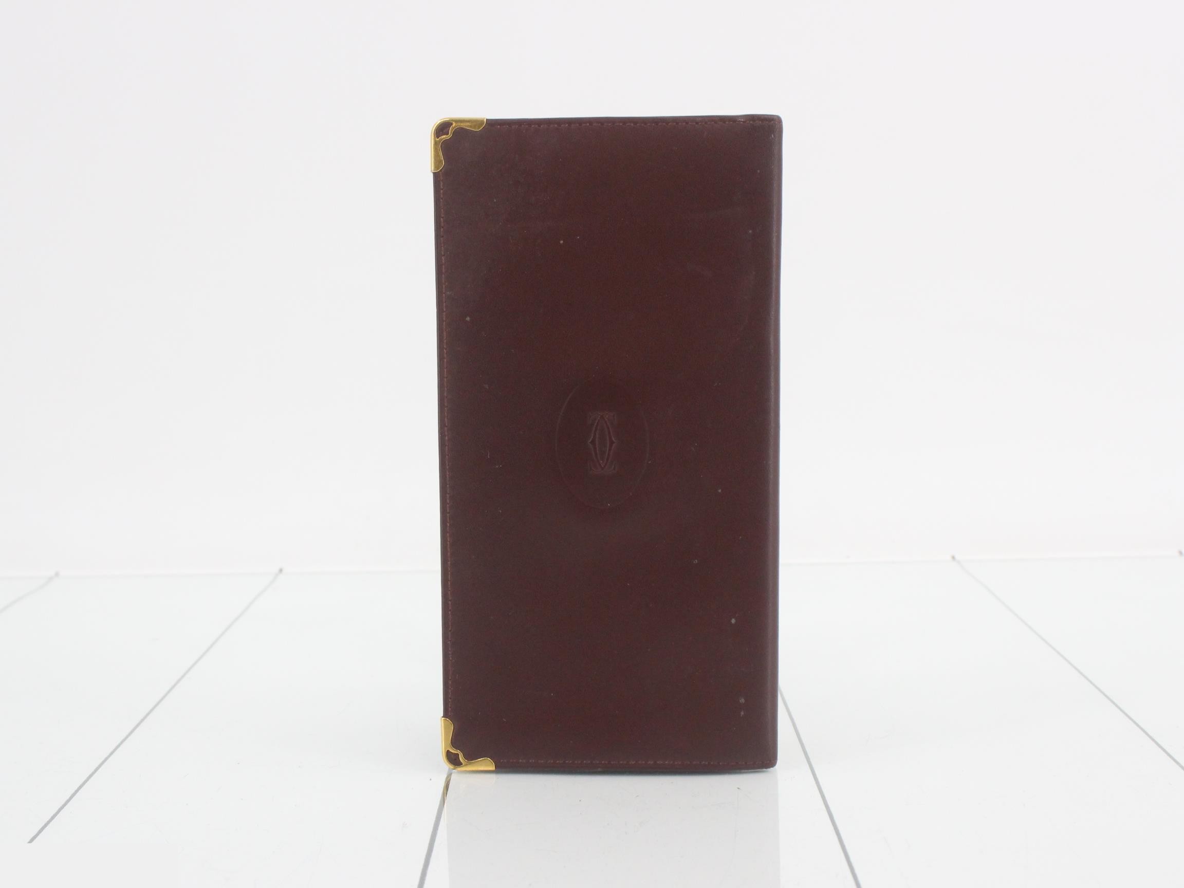 Mustline Leather Billfold/Bi-fold Long Wallet, Bordeaux