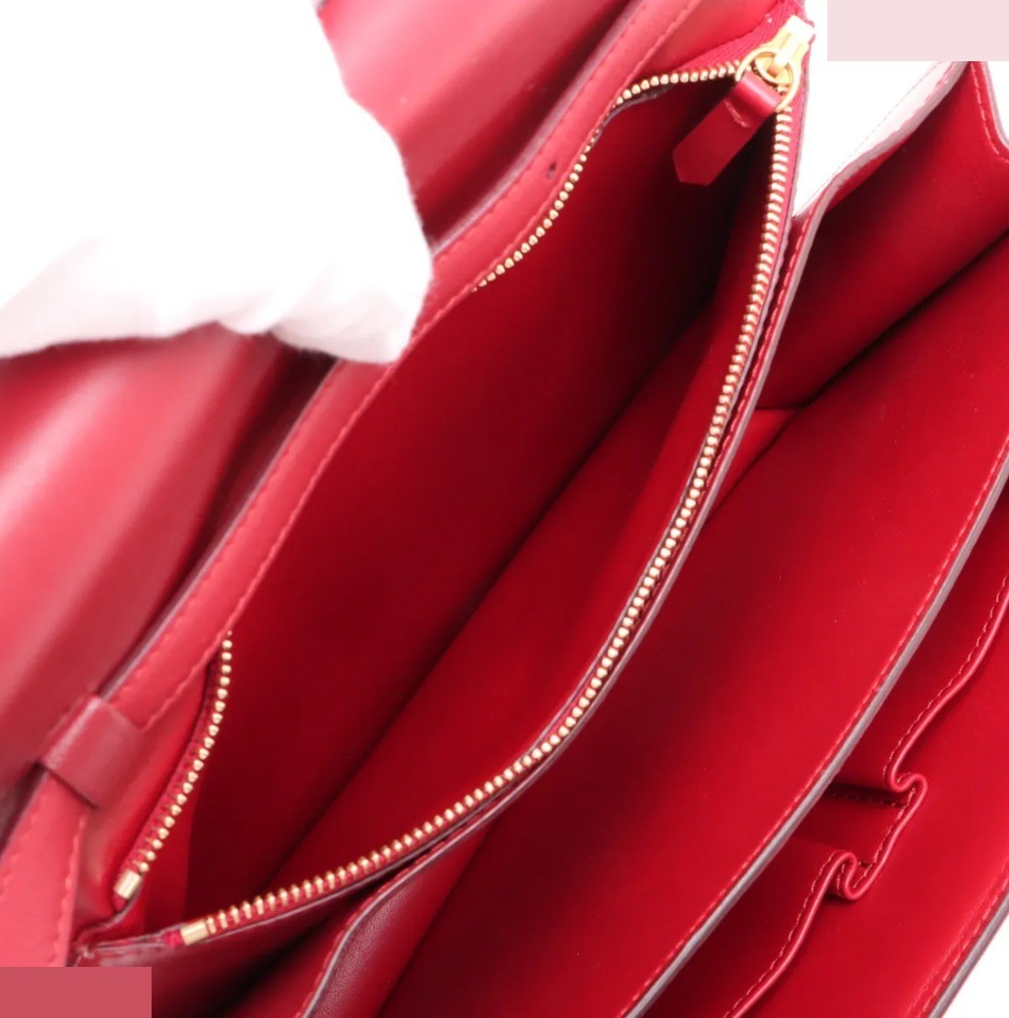 Classic Box Leather Shoulder Bag, Red — view 6