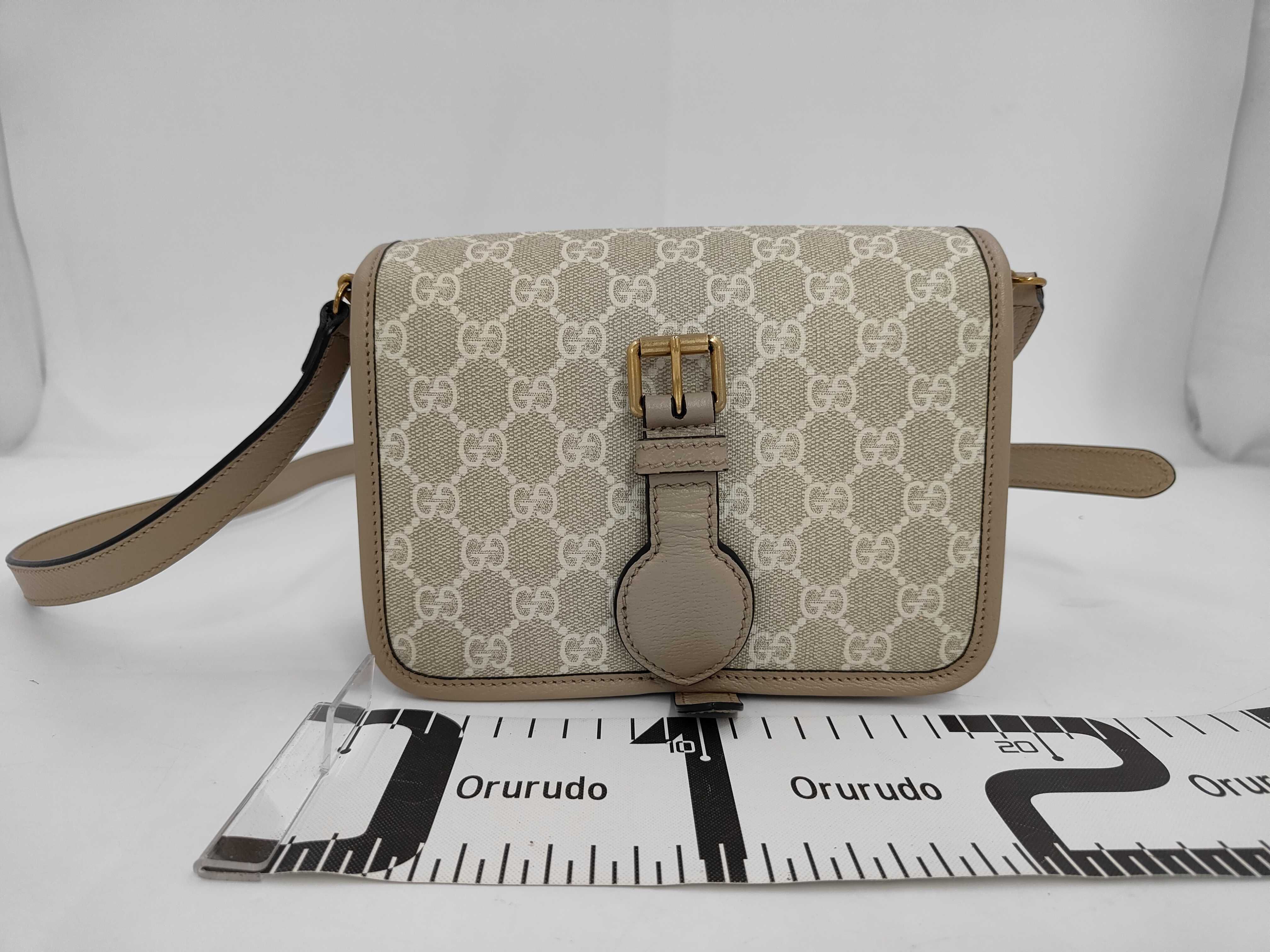 Interlocking GG Supreme 671620 Shoulder Bag, Canvas/PVC, Ivory/Beige — view 2