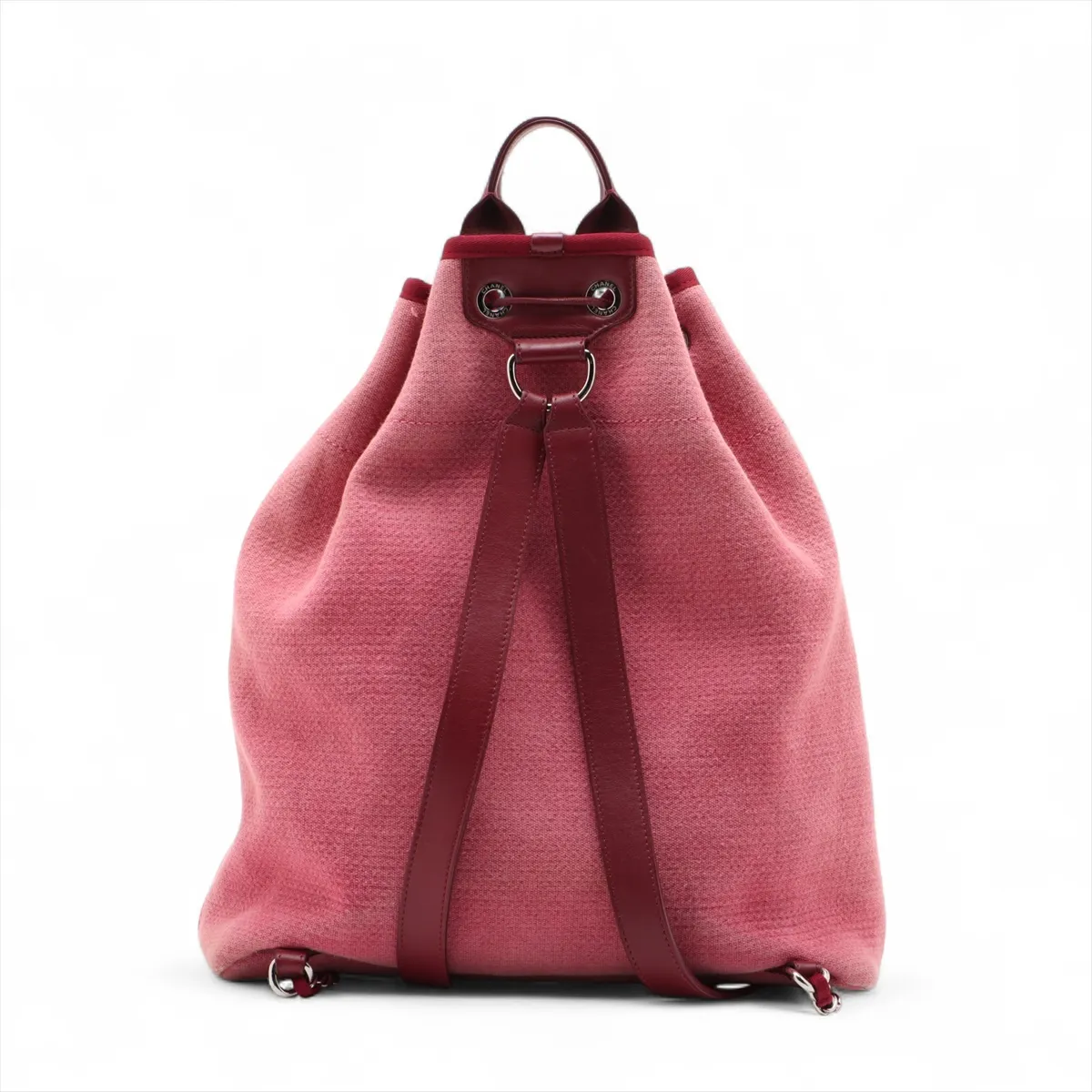 Deauville canvas chain backpack red silver hardware 24551842 24th series — view 2
