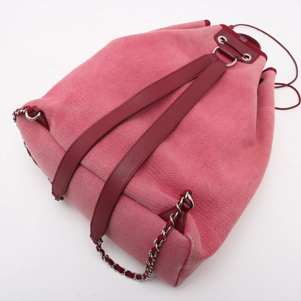 Deauville canvas chain backpack red silver hardware 24551842 24th series — view 5