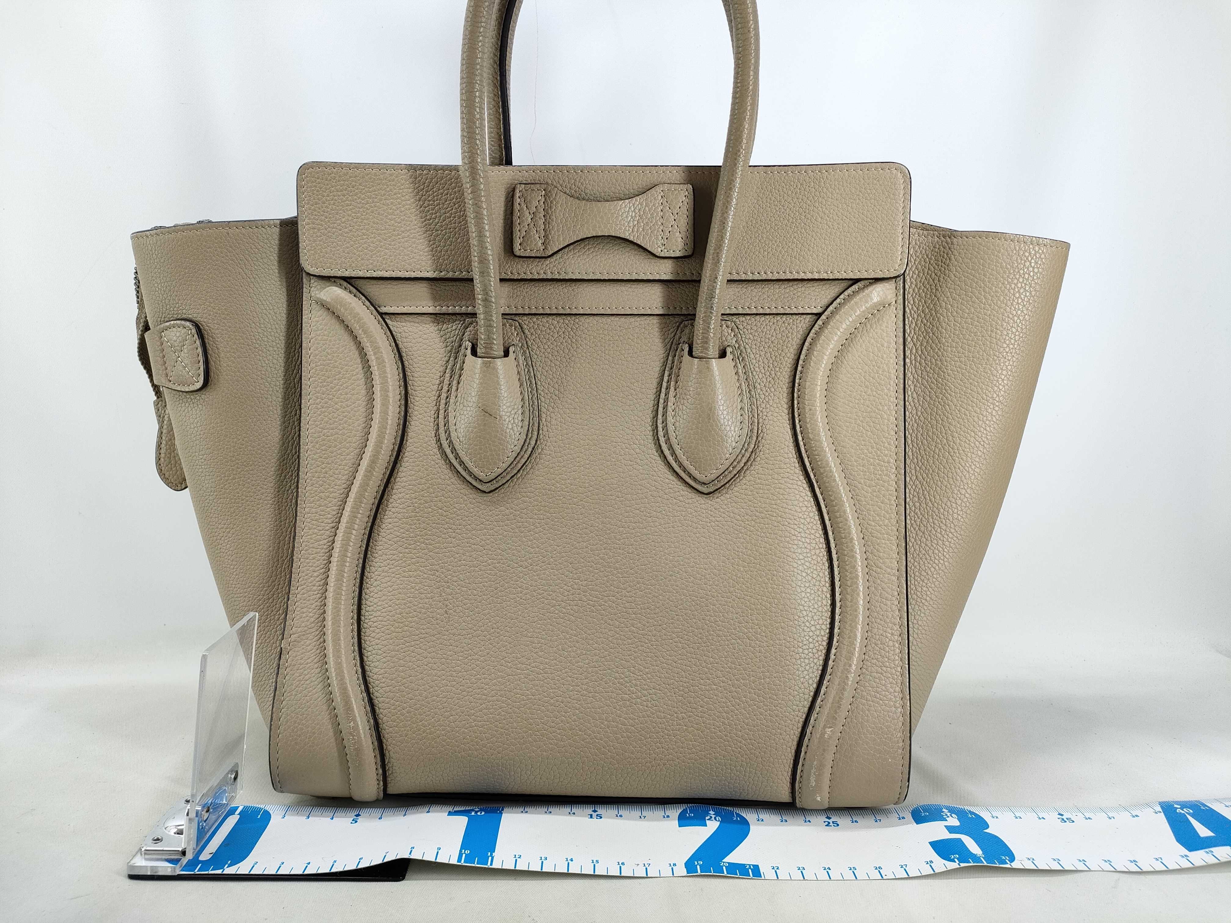 Luggage Micro Shopper Leather Handbag, Beige — view 2