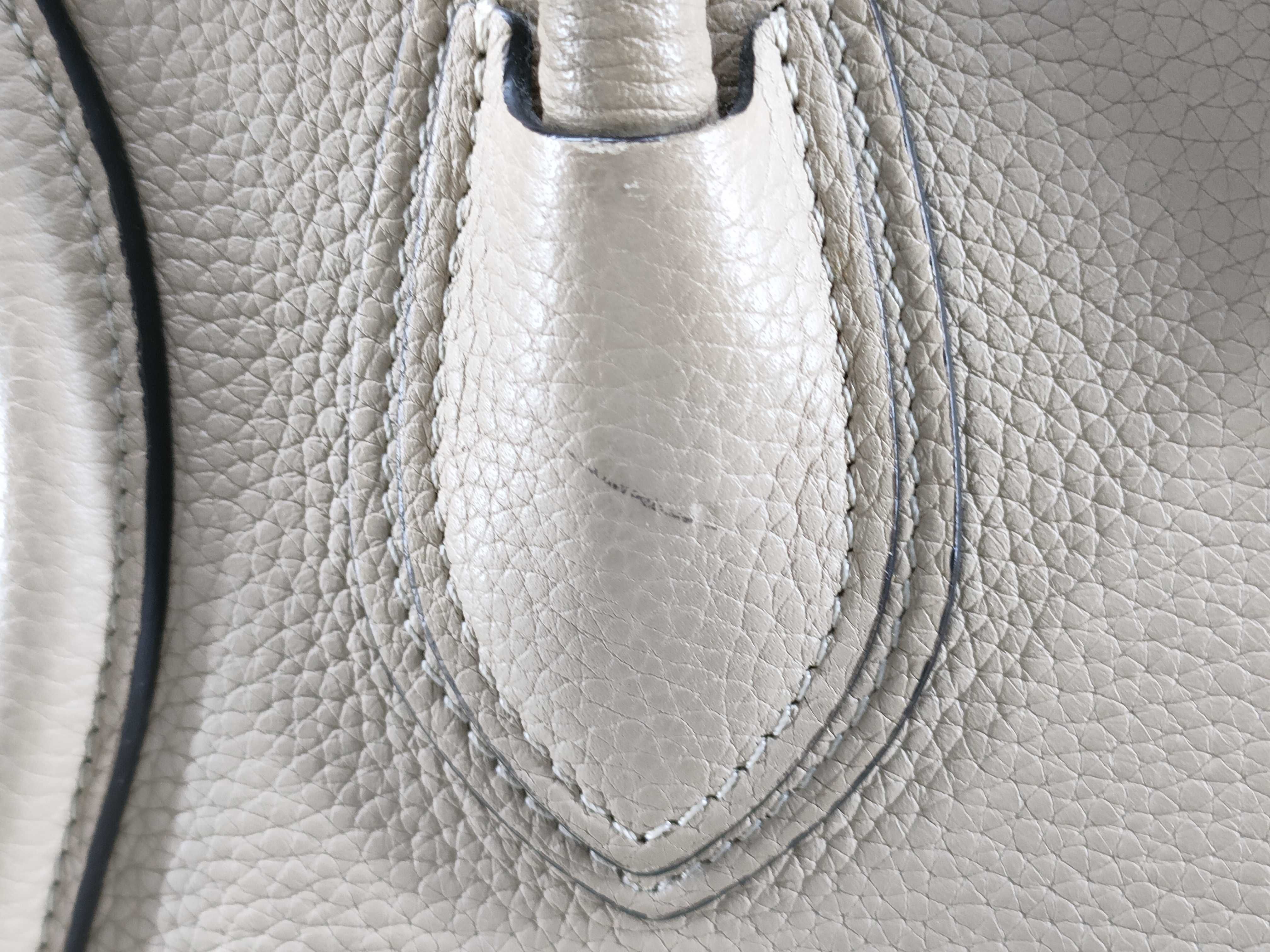 Luggage Micro Shopper Leather Handbag, Beige — view 15