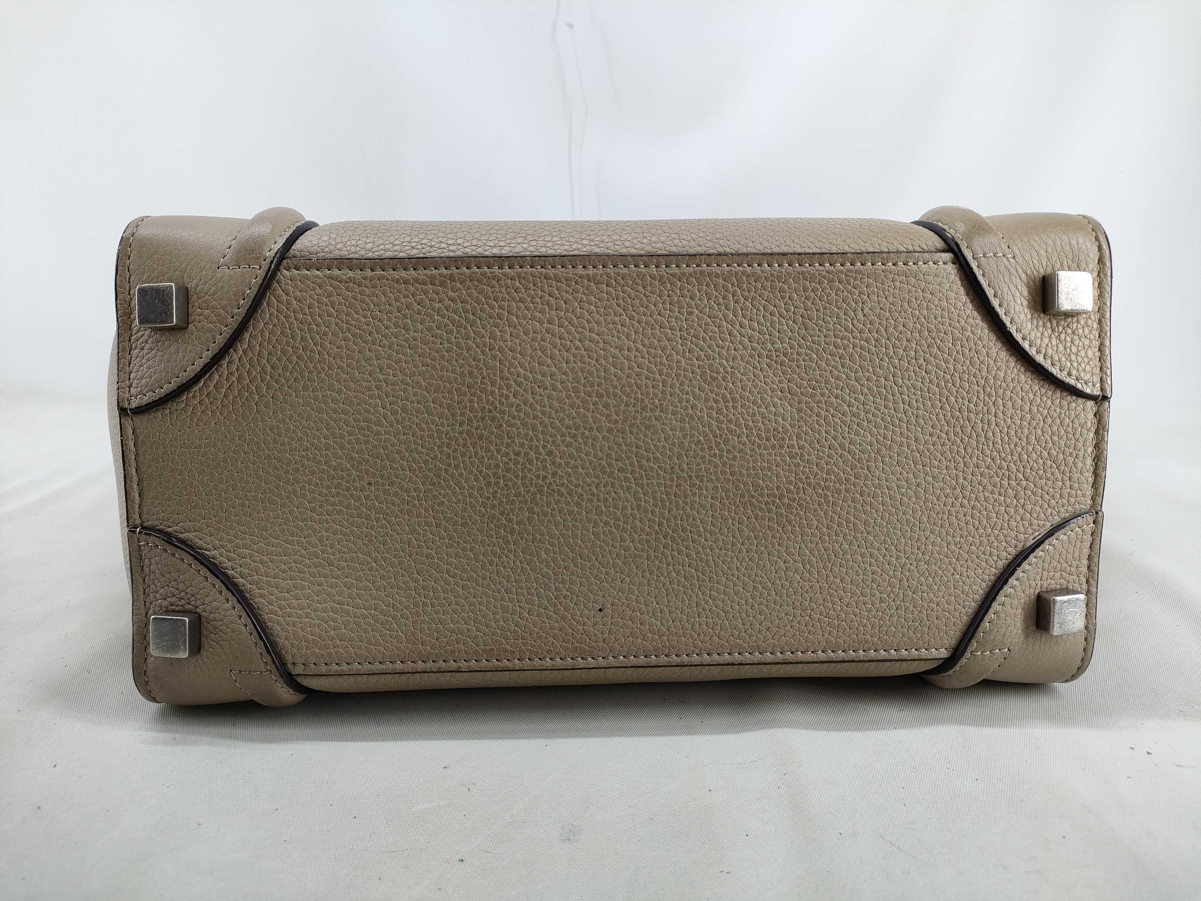 Luggage Micro Shopper Leather Handbag, Beige — view 3