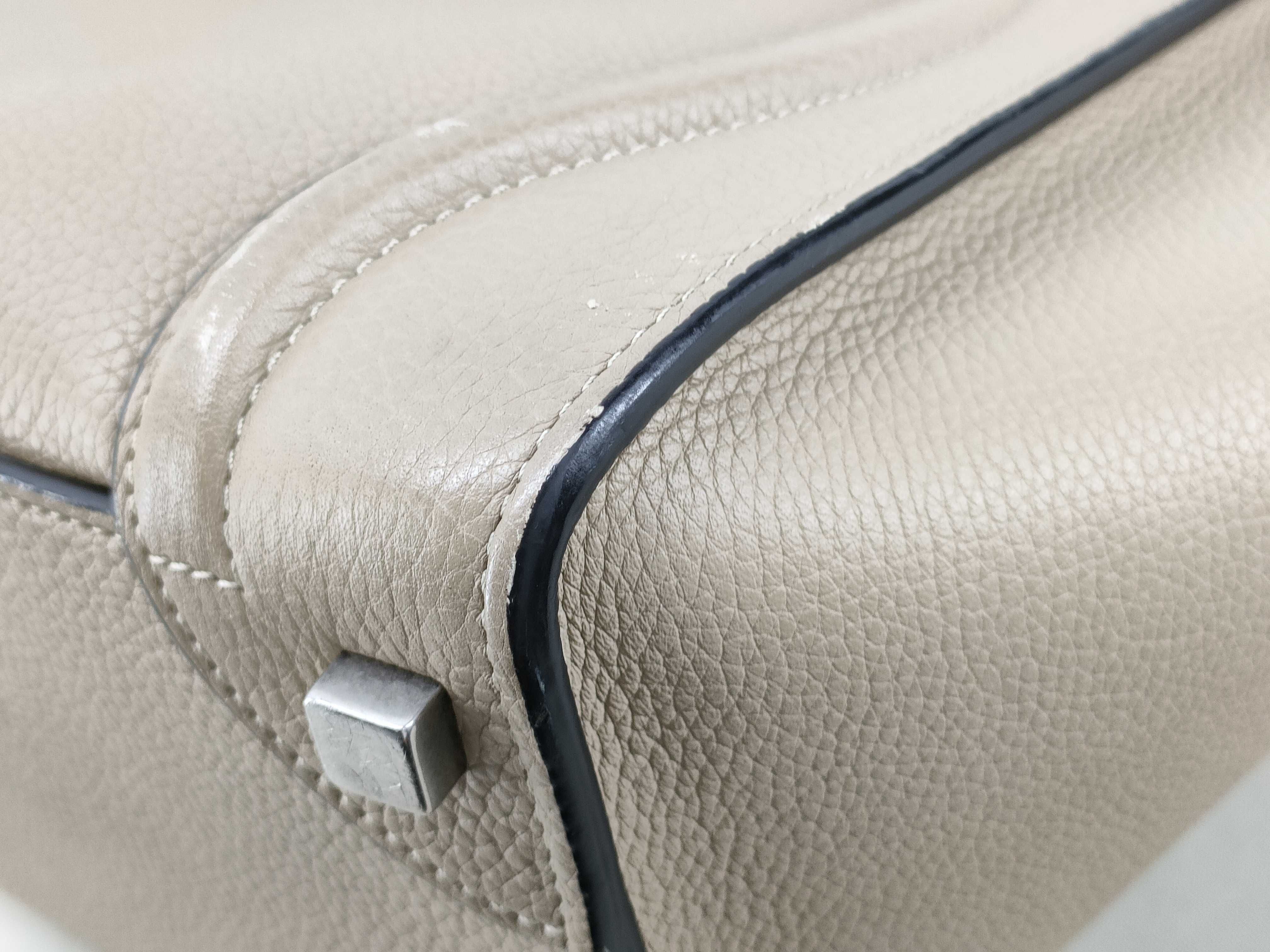Luggage Micro Shopper Leather Handbag, Beige — view 4